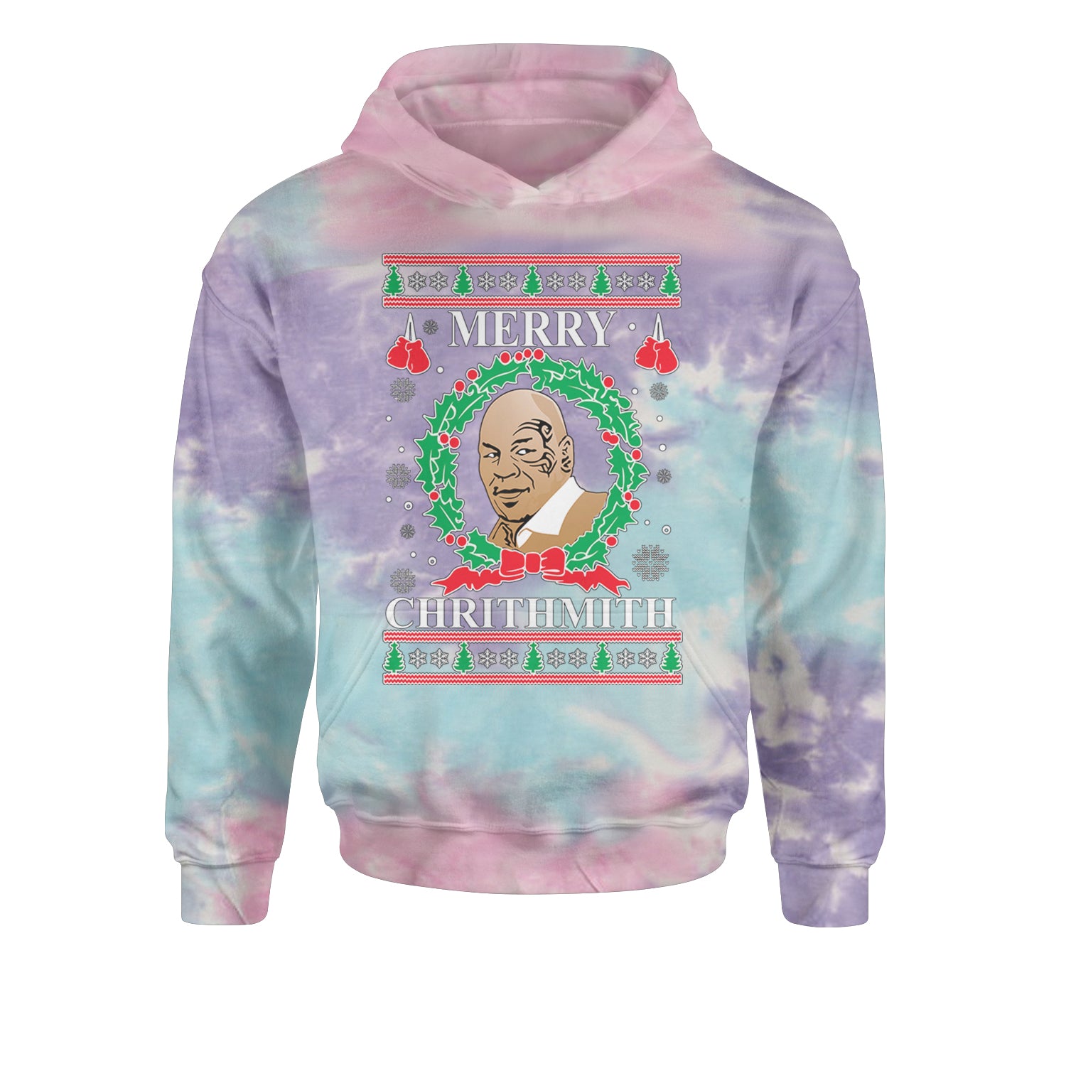 Merry Chrithmith Ugly ChristmasYouth-Sized Hoodie Tie-Dye Cotton Candy