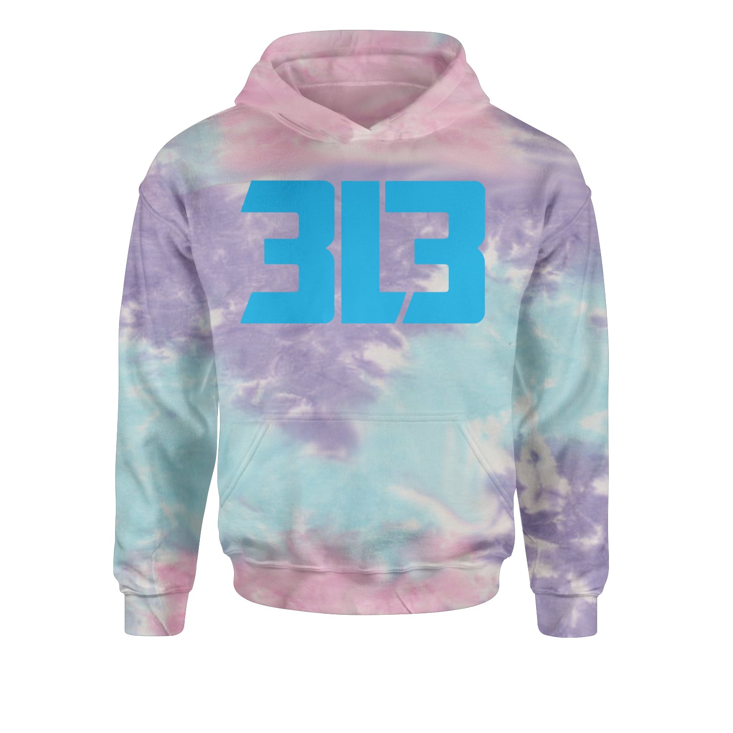 3L3 From The 313 Detroit Football Youth-Sized Hoodie Tie-Dye Cotton Candy