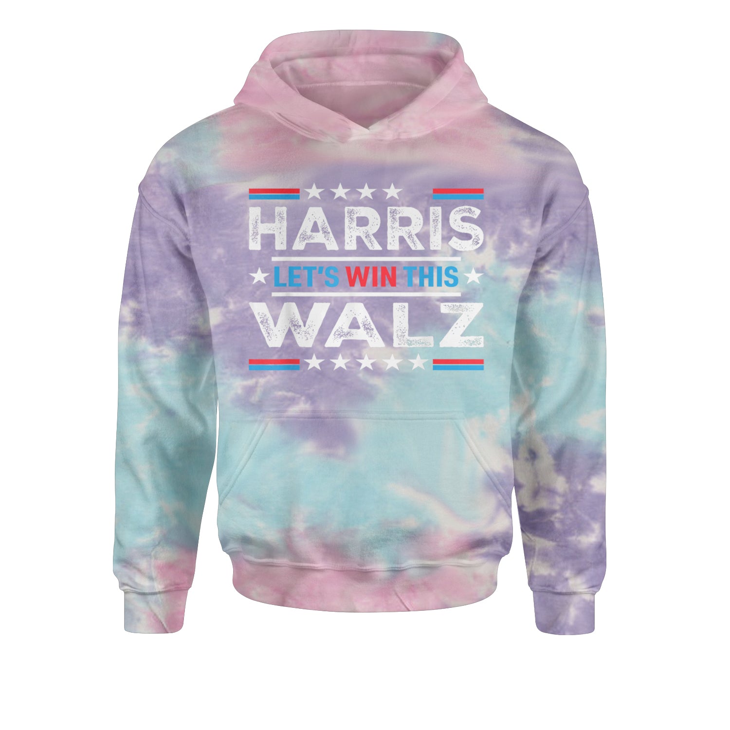 Kamala Harris and Tim Walz For President Youth-Sized Hoodie Tie-Dye Cotton Candy