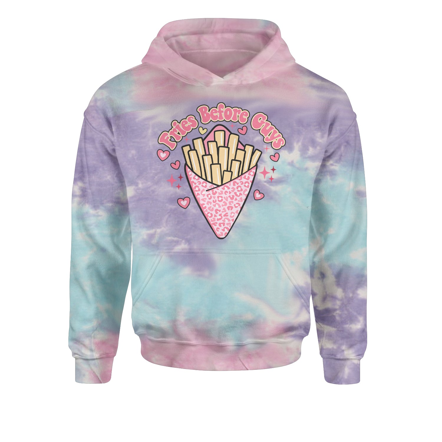 Fries Before GuysYouth-Sized Hoodie Tie-Dye Cotton Candy