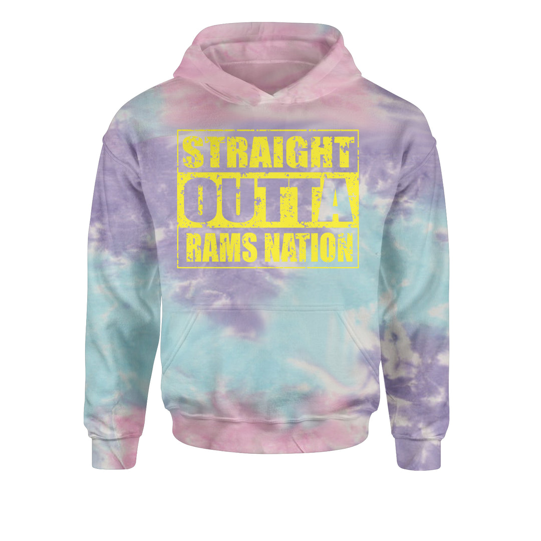 Straight Outta Rams Nation   Youth-Sized Hoodie Tie-Dye Cotton Candy