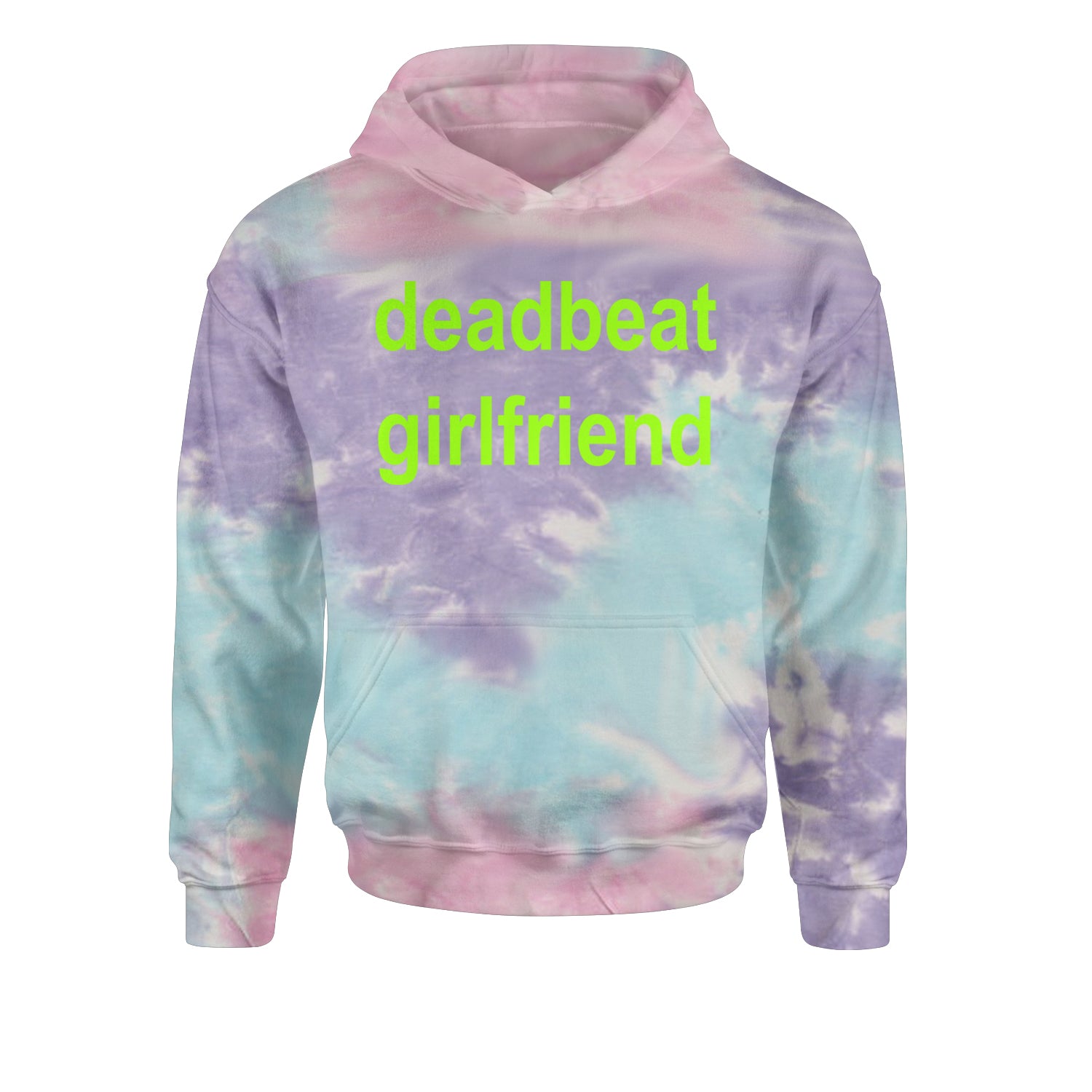 Deadbeat Girlfriend Y2K Slogan Youth-Sized Hoodie Tie-Dye Cotton Candy