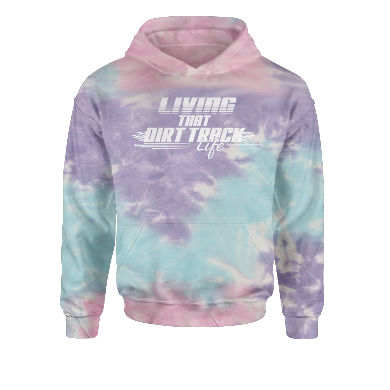 Living That Dirt Track Life Youth-Sized Hoodie Tie-Dye Cotton Candy