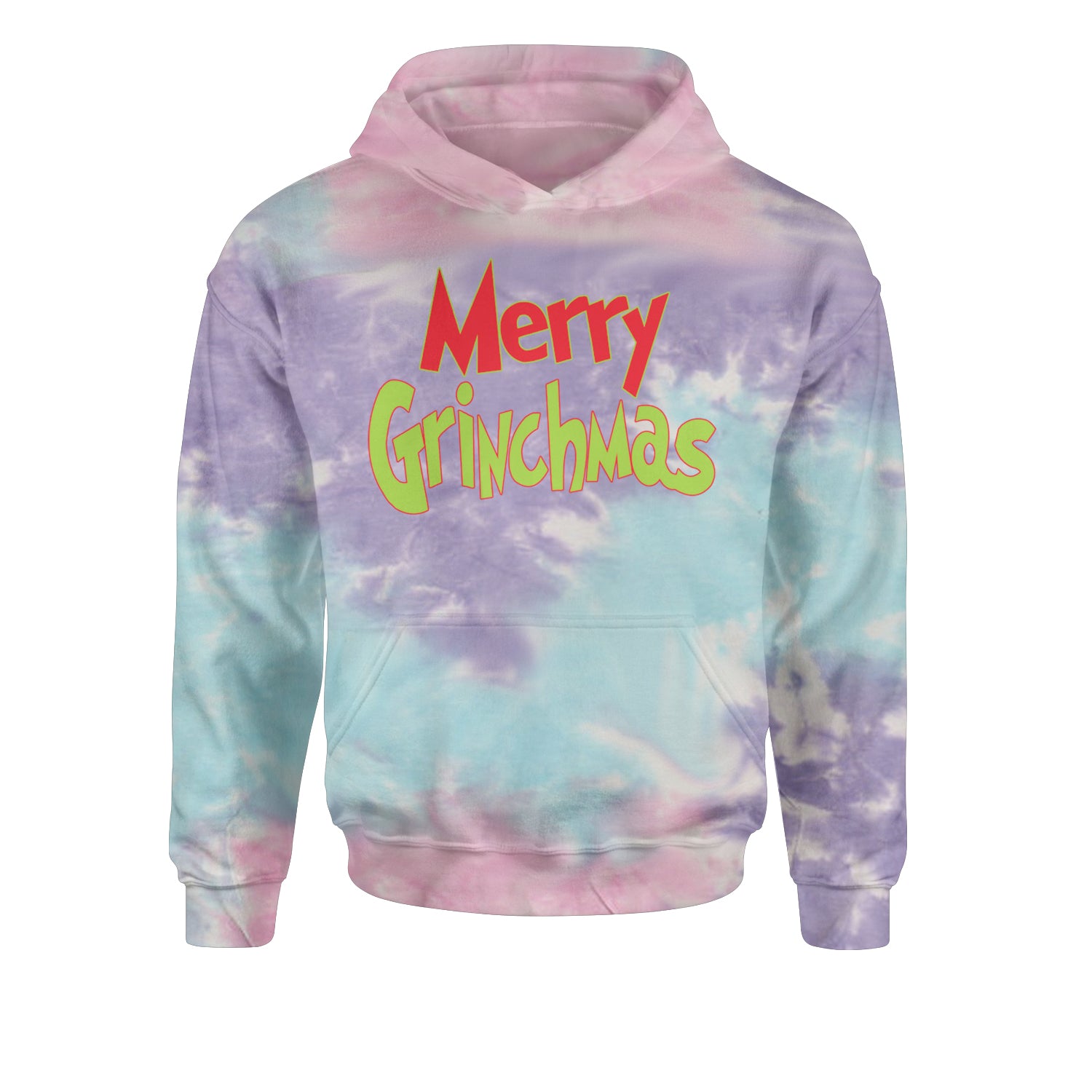 Merry Grinchmas Jolly Merry ChristmasYouth-Sized Hoodie Tie-Dye Cotton Candy