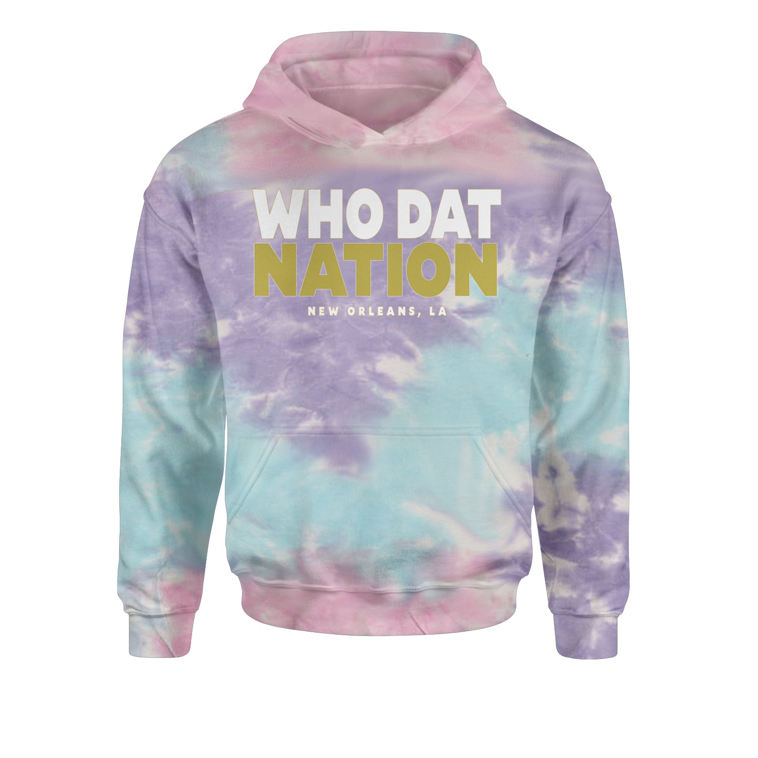 New Orleans Who Dat Nation Youth-Sized Hoodie Tie-Dye Cotton Candy