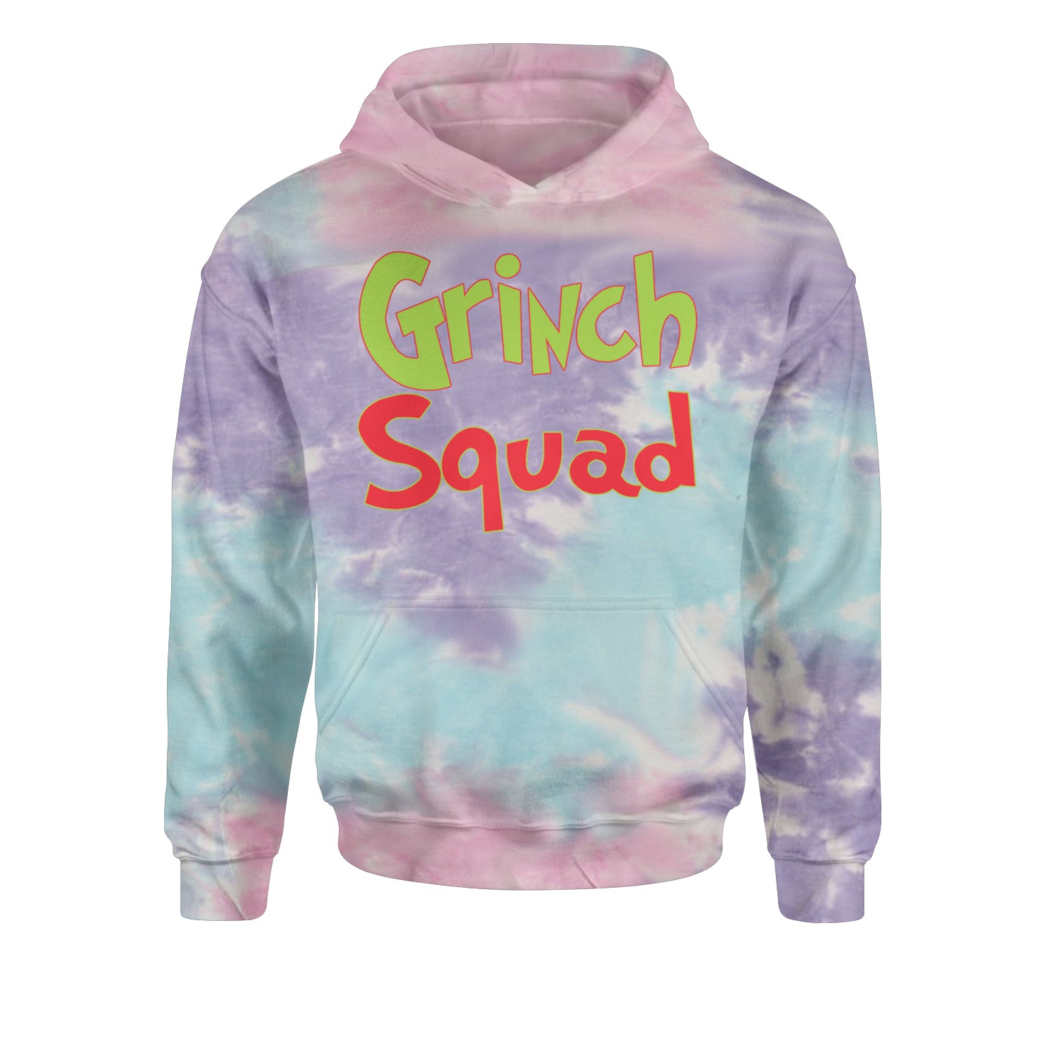 Gr-nch Squad Jolly Grinchmas Merry ChristmasYouth-Sized Hoodie Tie-Dye Cotton Candy