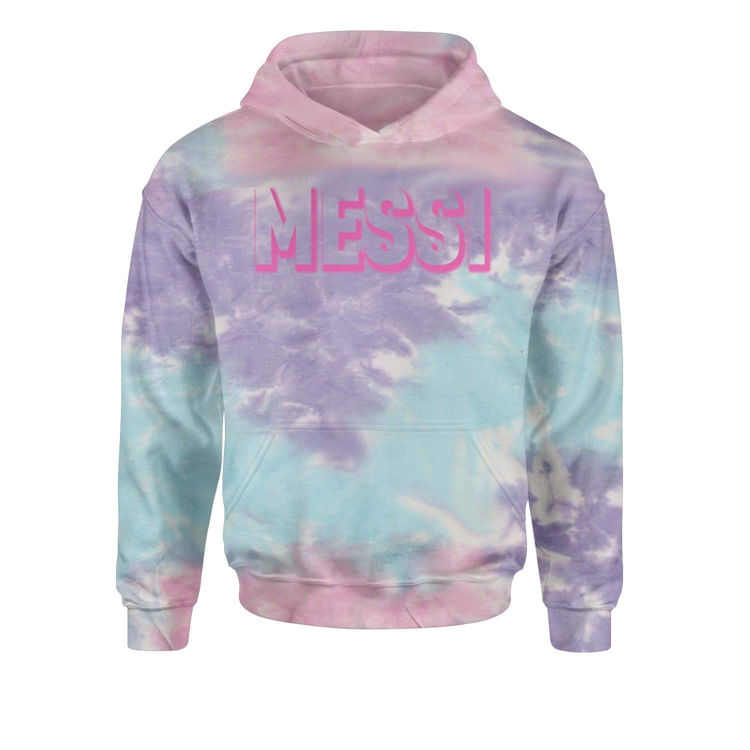 Messi OUTLINE Miami Futbol Youth-Sized Hoodie Tie-Dye Cotton Candy