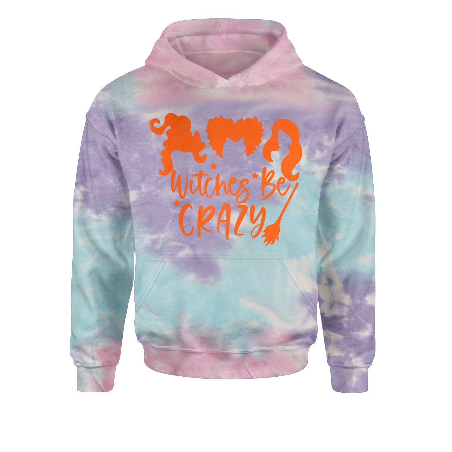 Witches Be Crazy Hocus Pocus Youth-Sized Hoodie Tie-Dye Cotton Candy