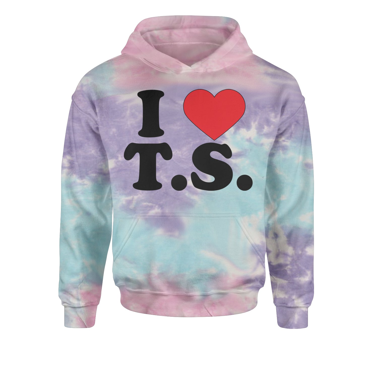 I Heart T.S. Concert Music Lover  Youth-Sized Hoodie Tie-Dye Cotton Candy