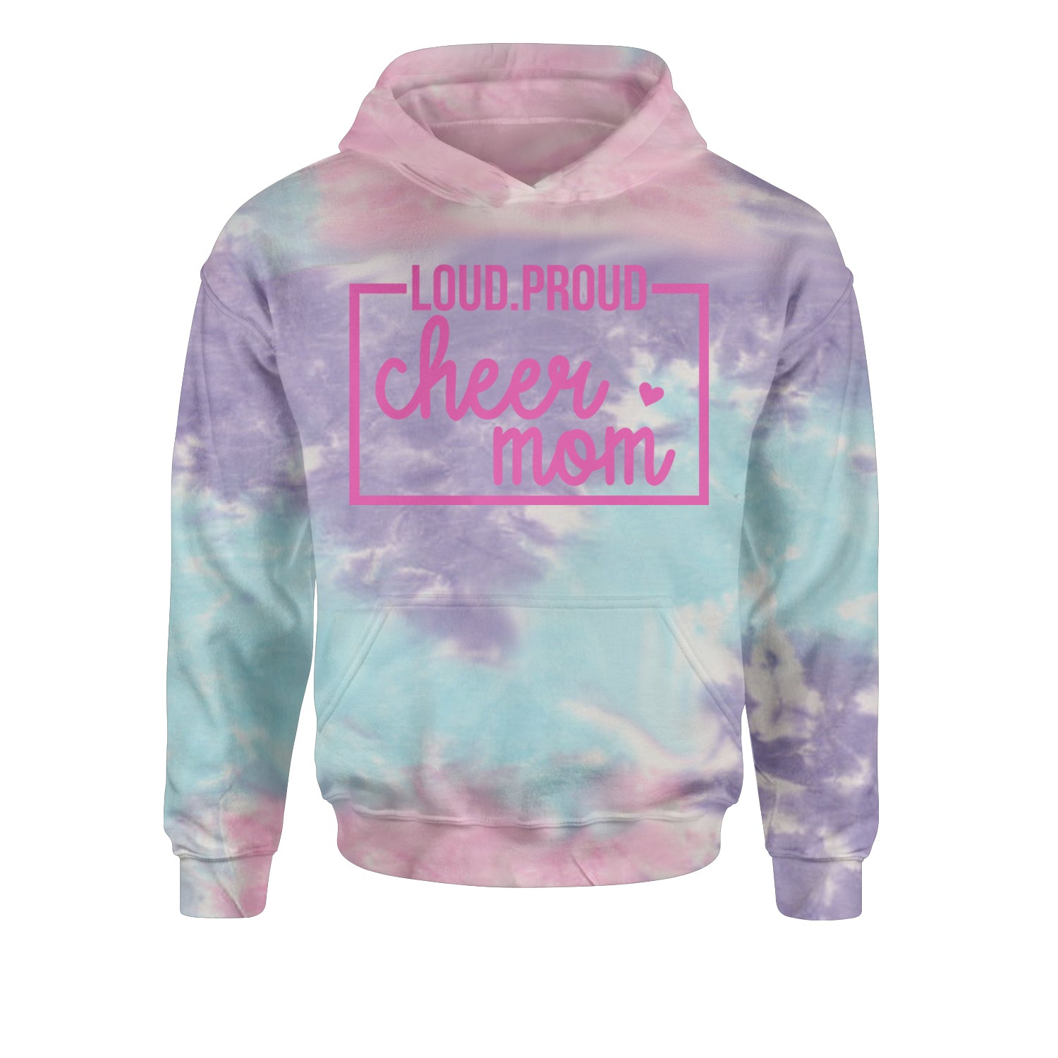 Loud Proud Cheerleader Mom Youth-Sized Hoodie Tie-Dye Cotton Candy