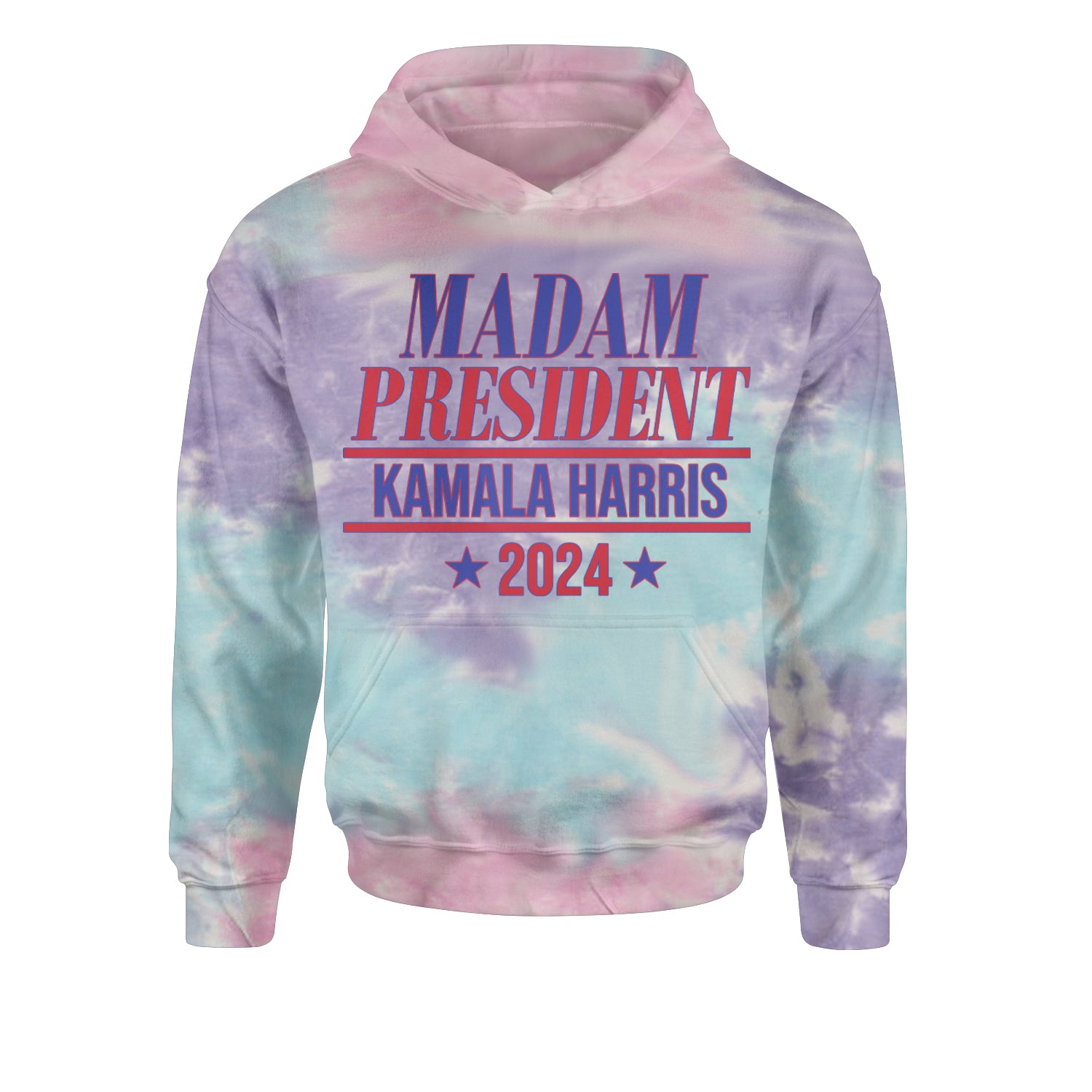 Madam President - Support kamala Harris For President 2024 Youth-Sized Hoodie Tie-Dye Cotton Candy