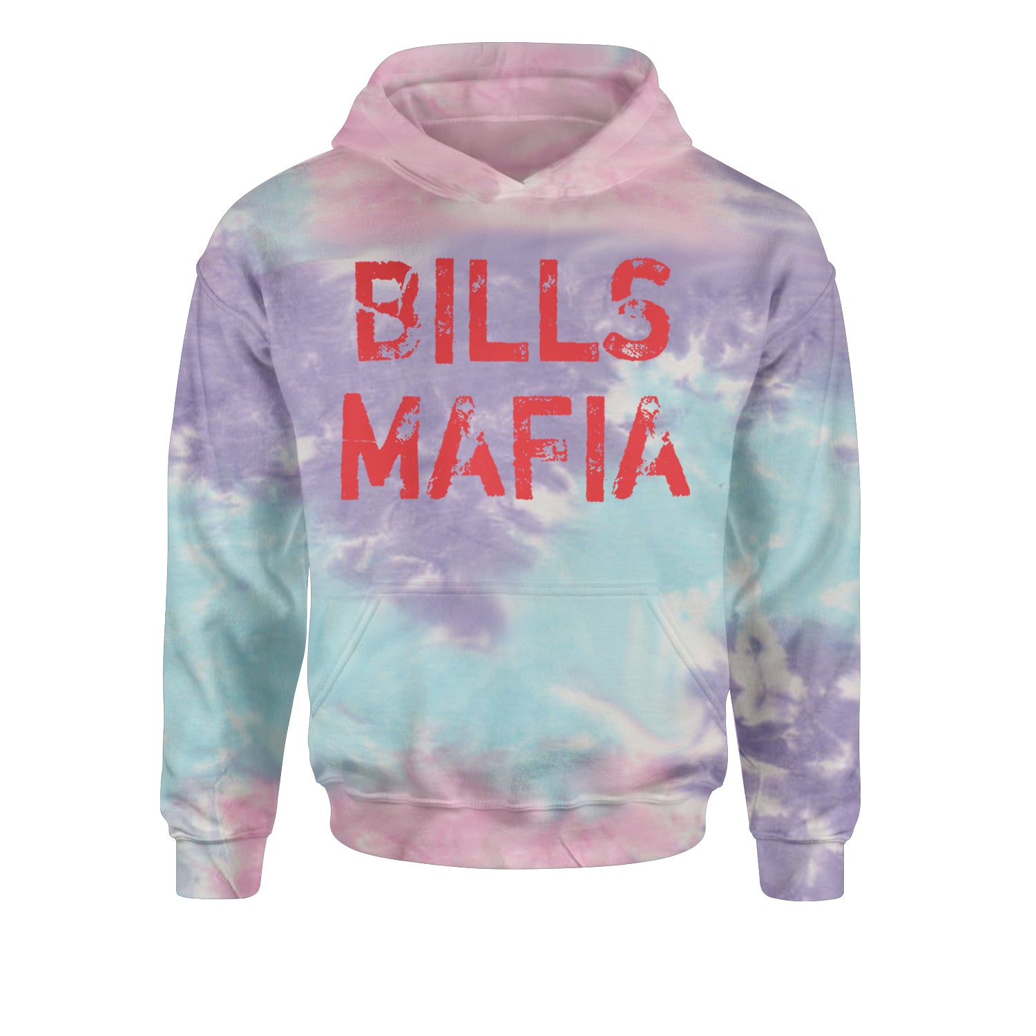 Distressed Bills Mafia Football Youth-Sized Hoodie Tie-Dye Cotton Candy