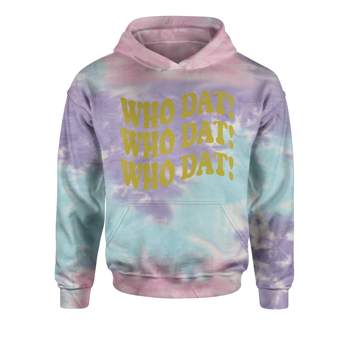 Who Dat Wavy Design Who Dat Nation Youth-Sized Hoodie Tie-Dye Cotton Candy