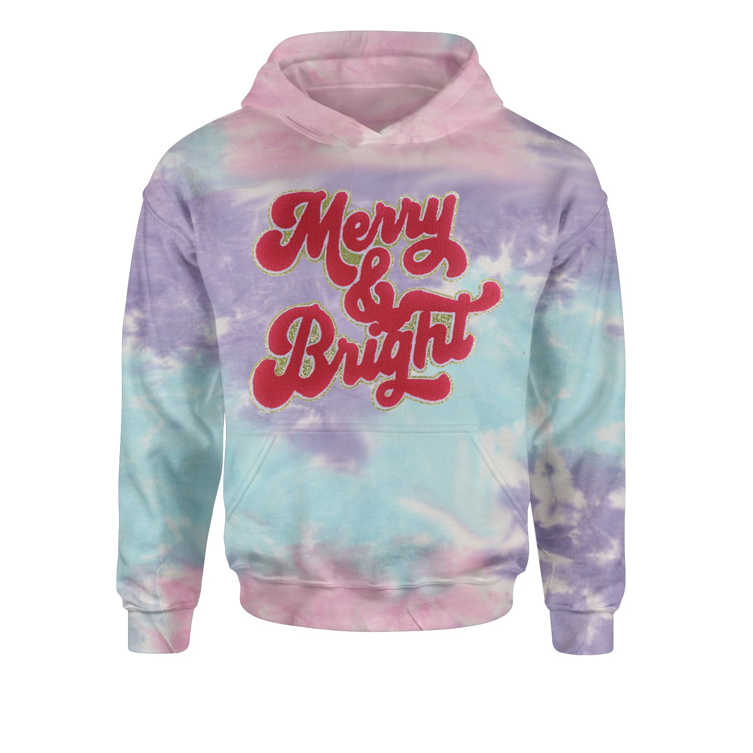 Merry & Bright Chenille GlitterYouth-Sized Hoodie Tie-Dye Cotton Candy