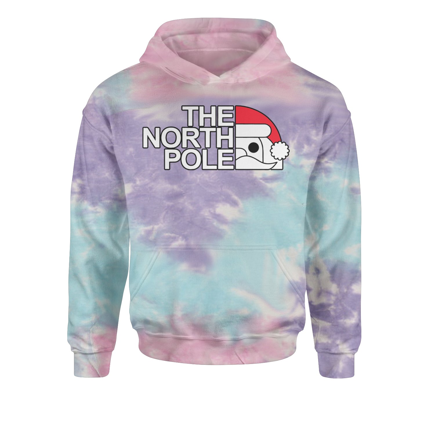 The North Pole Santa FaceYouth-Sized Hoodie Tie-Dye Cotton Candy