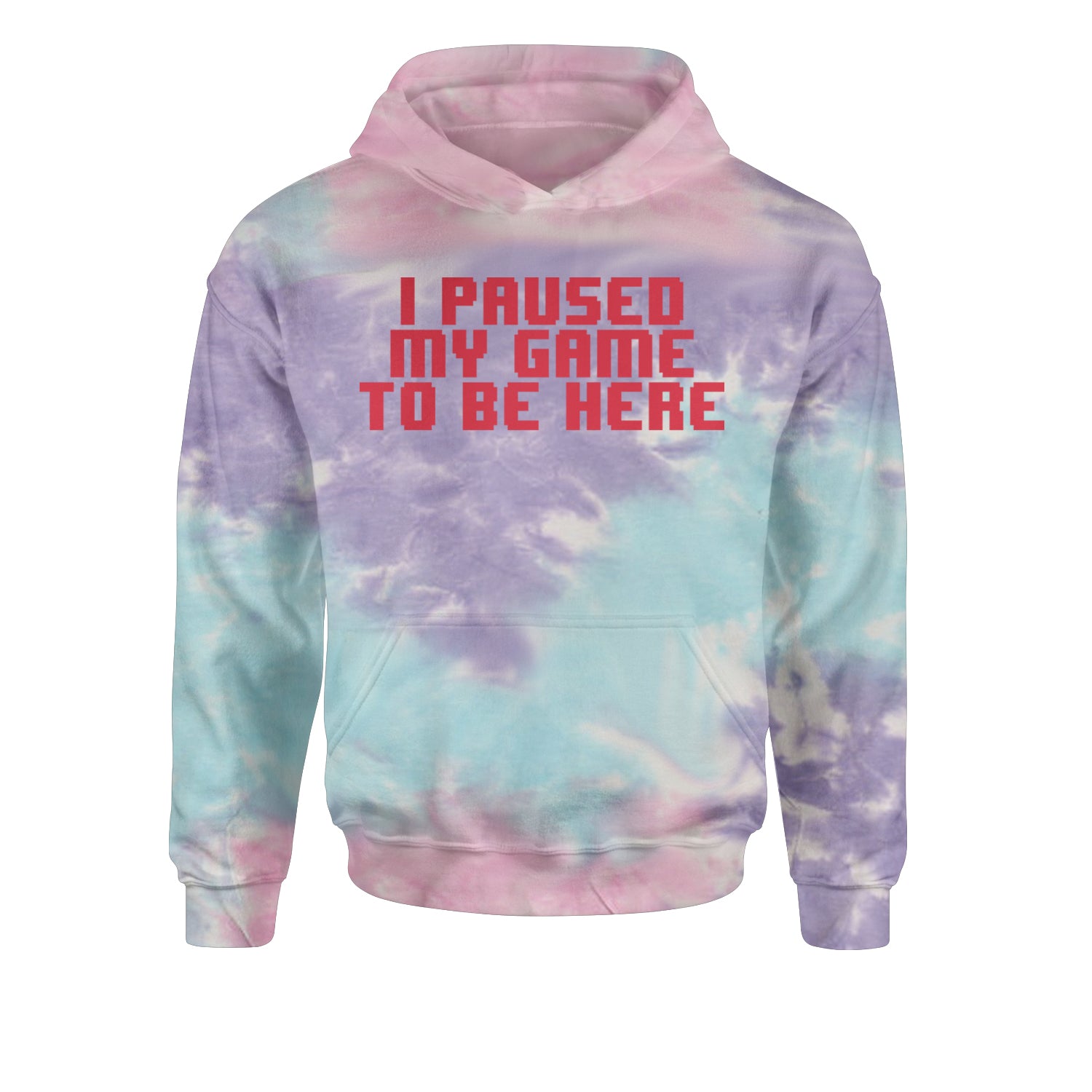 I Paused My Game To Be Here Funny Video Gamer Youth-Sized Hoodie Tie-Dye Cotton Candy