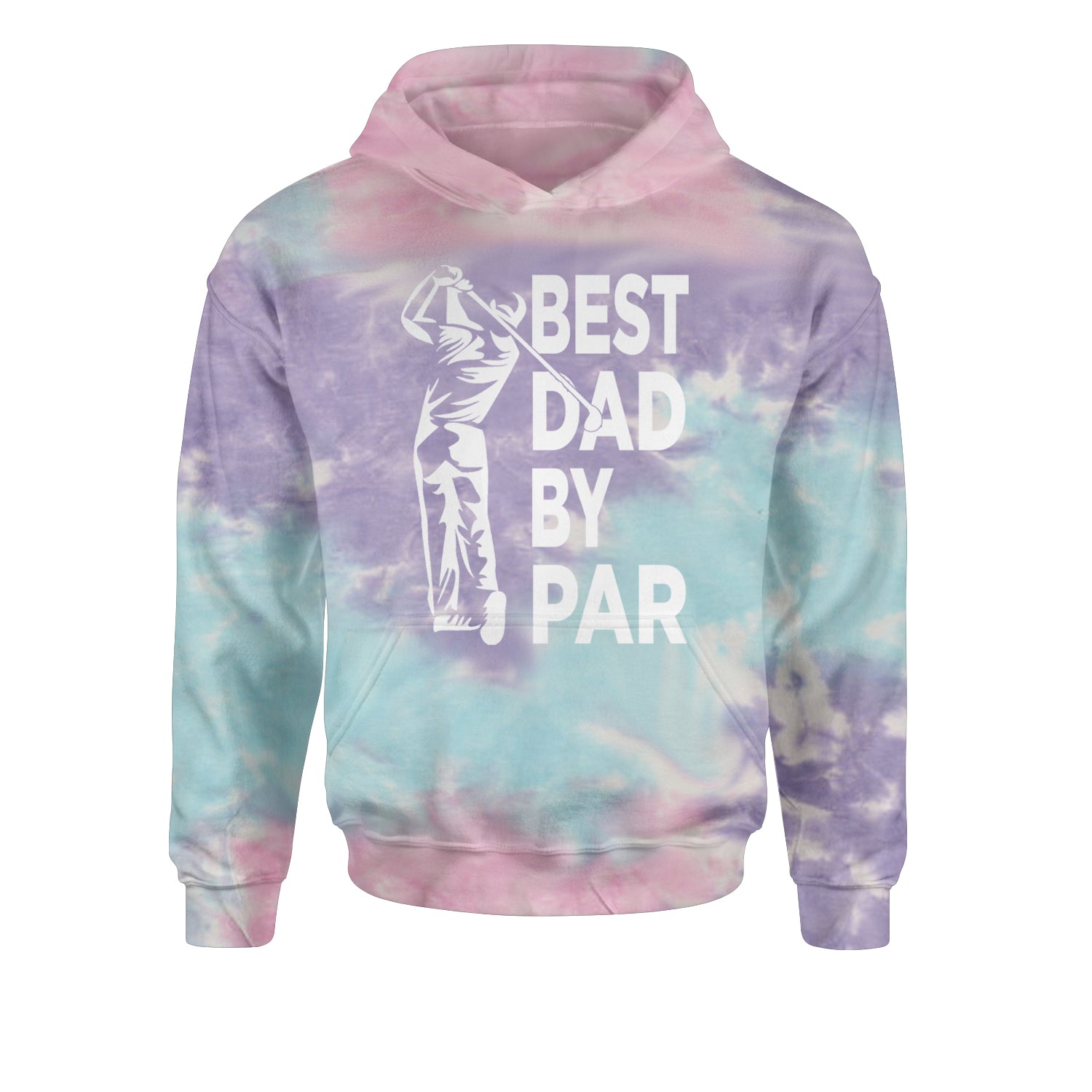 Best Dad By Par Golfing Gift For Father Youth-Sized Hoodie Tie-Dye Cotton Candy