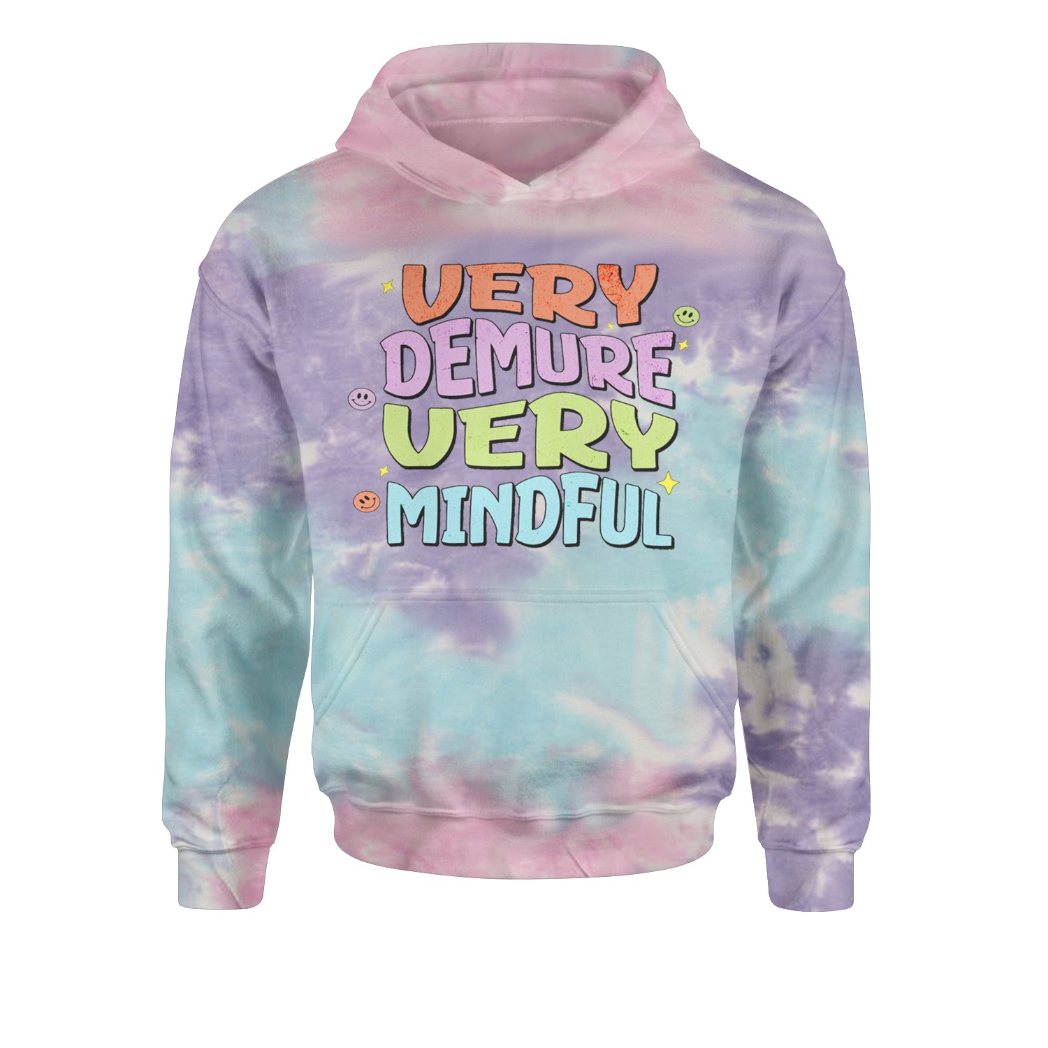 Very Demure, Very Mindful Youth-Sized Hoodie Tie-Dye Cotton Candy