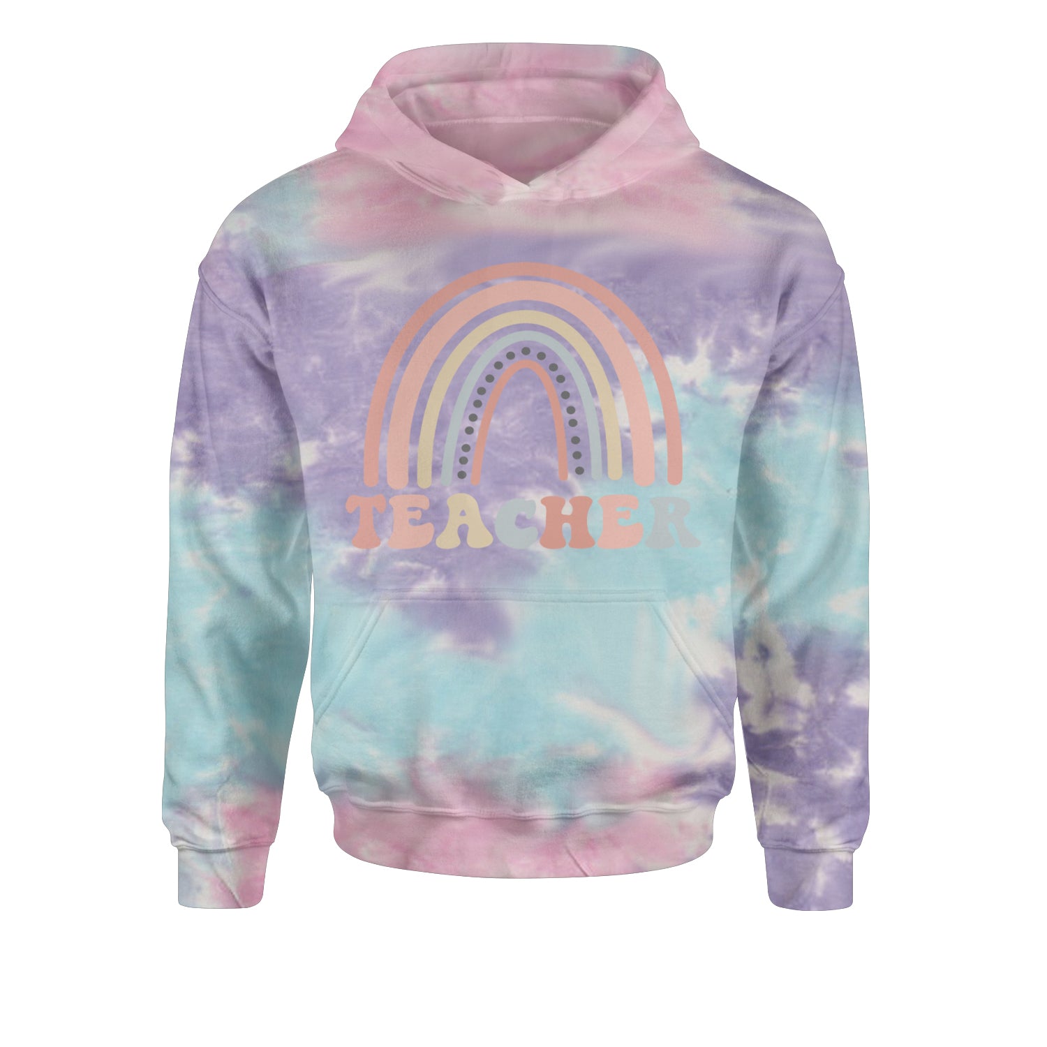 Teacher Pastel RainbowYouth-Sized Hoodie Tie-Dye Cotton Candy