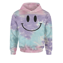 Smile Face Youth-Sized Hoodie Tie-Dye Cotton Candy