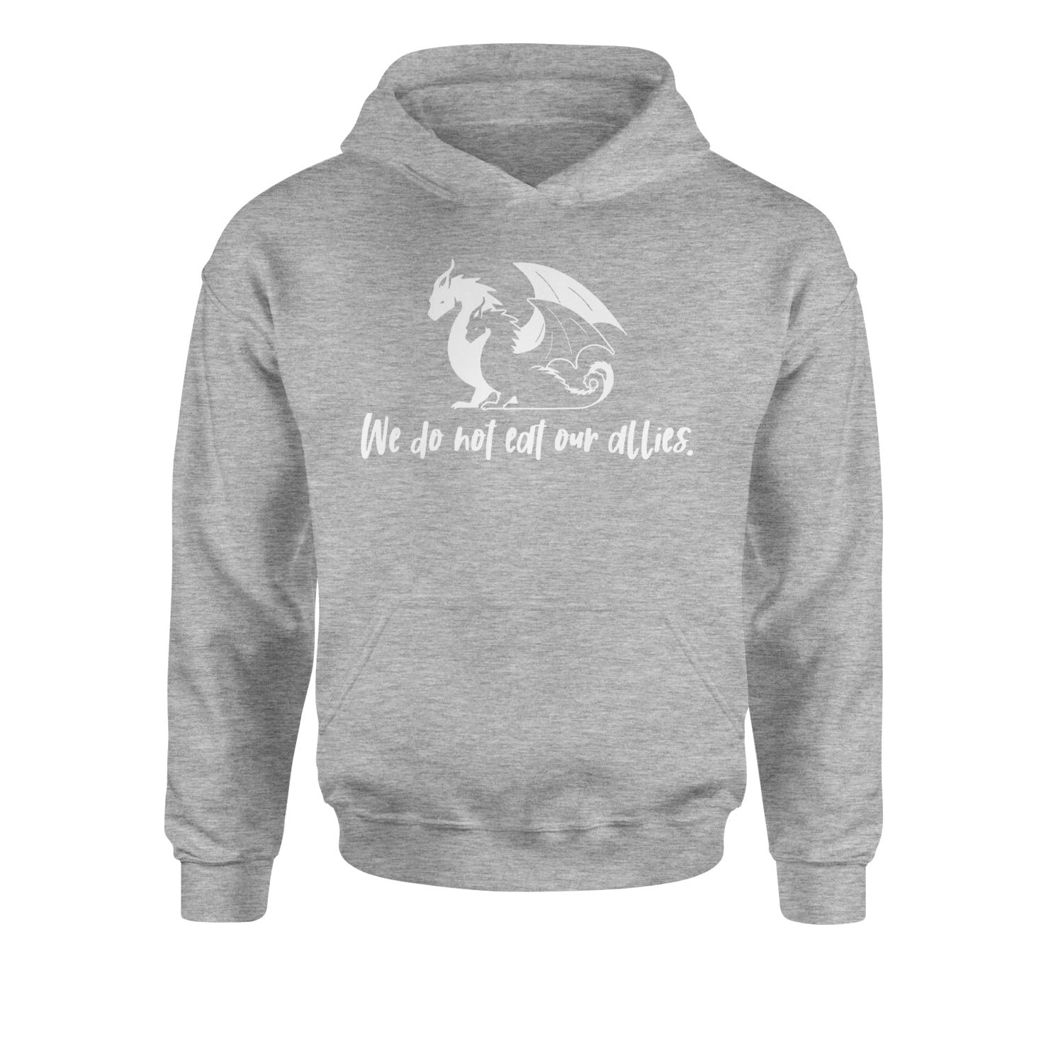 We Do Not Eat Our Allies Fourth Wing BasgiathYouth-Sized Hoodie Heather Grey