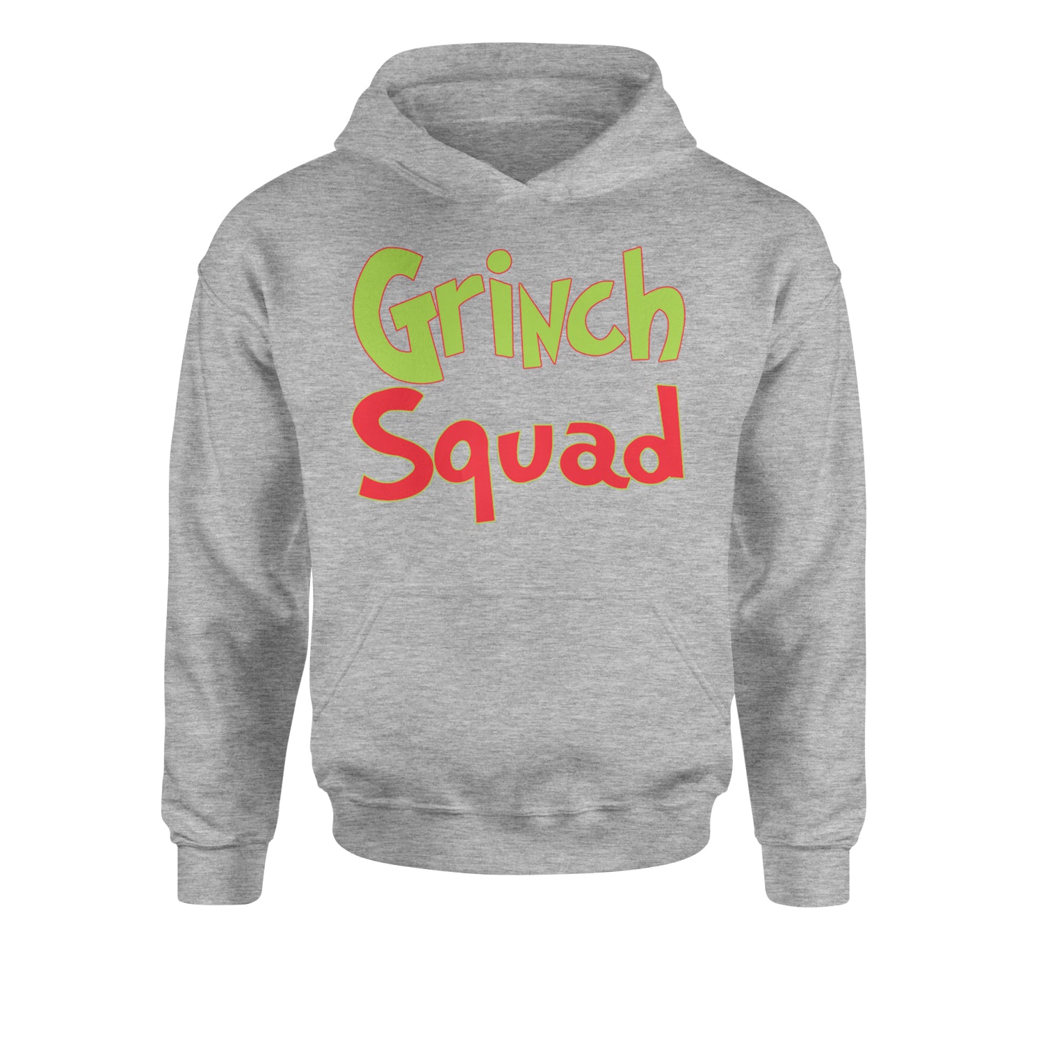 Gr-nch Squad Jolly Grinchmas Merry ChristmasYouth-Sized Hoodie Heather Grey