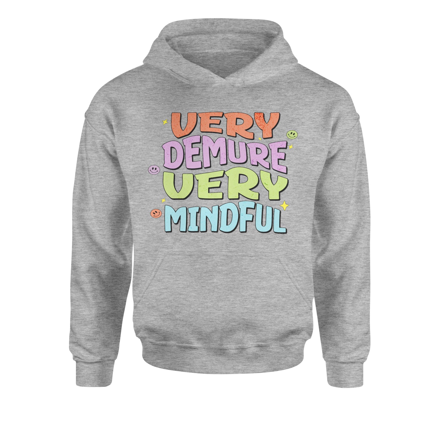 Very Demure, Very Mindful Youth-Sized Hoodie Heather Grey