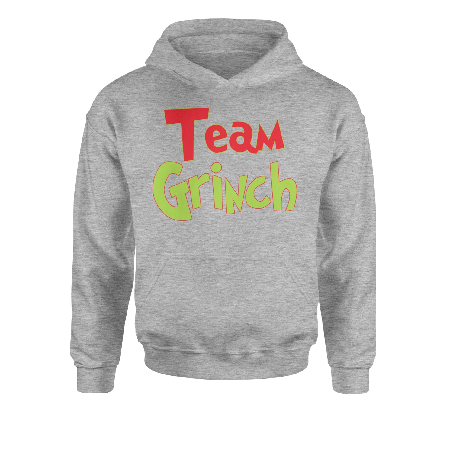 Team Gr-nch Jolly Grinchmas Merry ChristmasYouth-Sized Hoodie Heather Grey