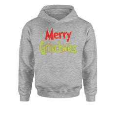 Merry Grinchmas Jolly Merry ChristmasYouth-Sized Hoodie Heather Grey