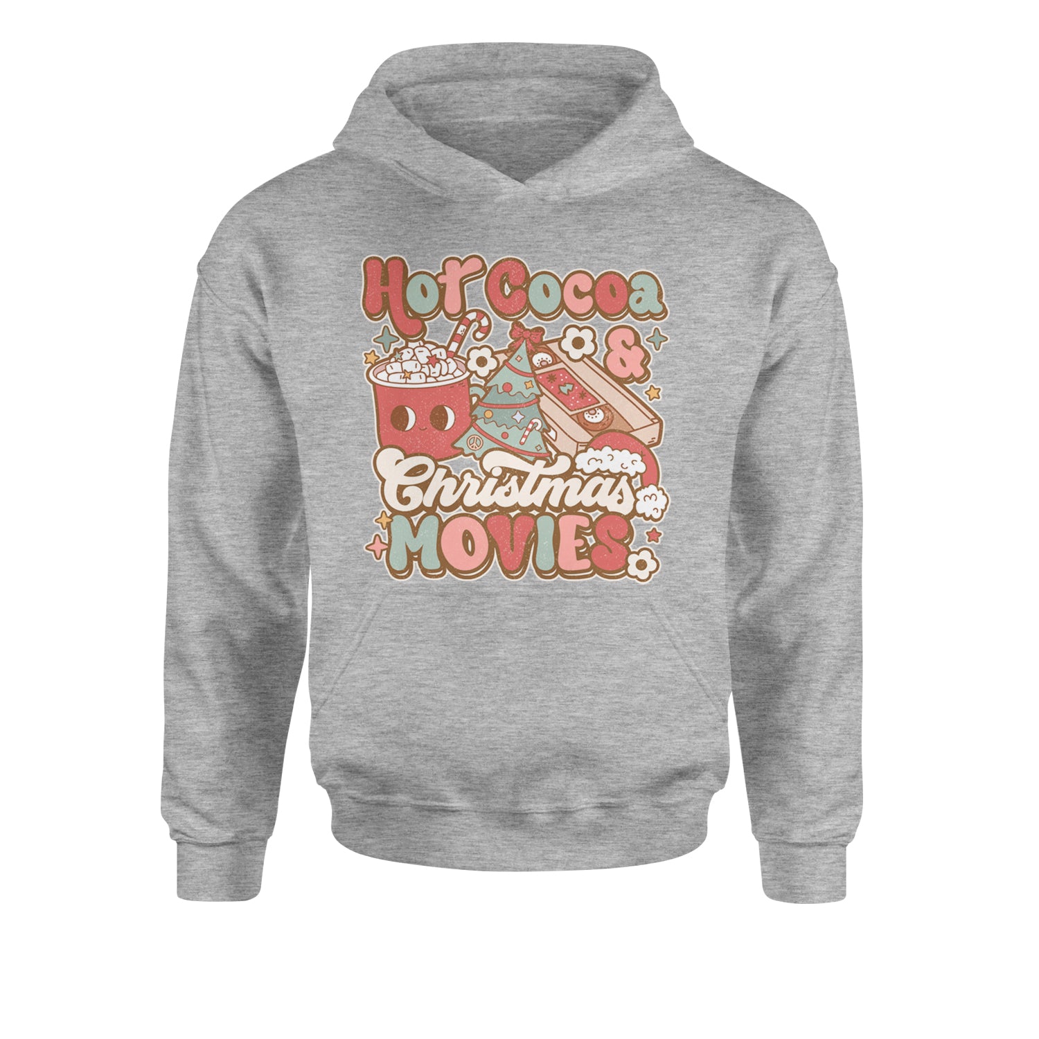 Hot Cocoa And Christmas Movies HolidayYouth-Sized Hoodie Heather Grey