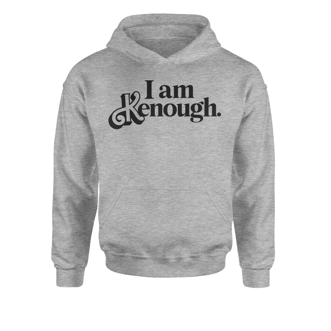 I Am Kenough Barbenheimer Youth-Sized Hoodie Heather Grey