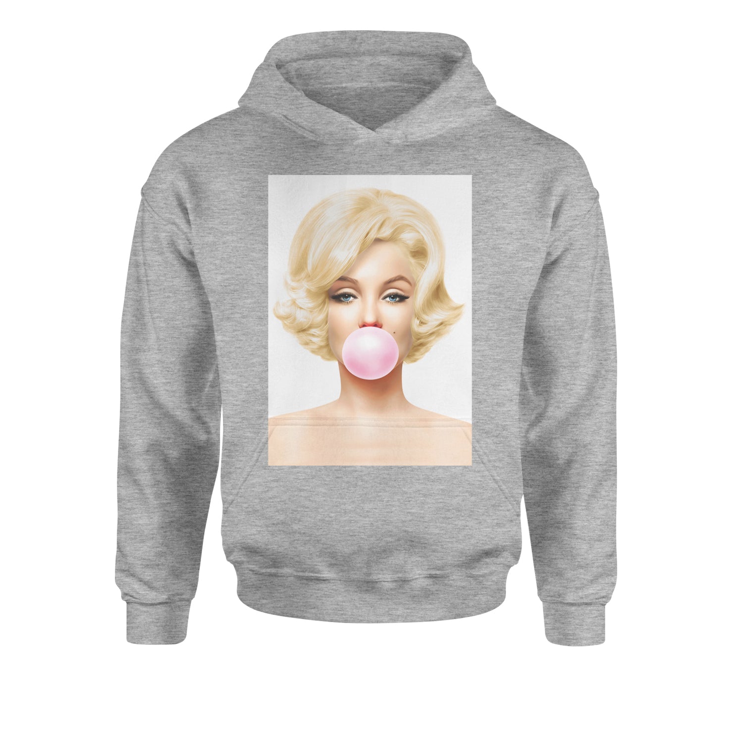 Ms. Monroe Pink Bubble Gum American Icon Youth-Sized Hoodie Heather Grey