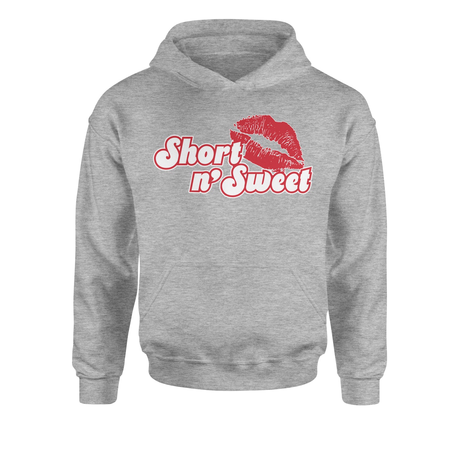 Short N' Sweet Red LipsYouth-Sized Hoodie Heather Grey