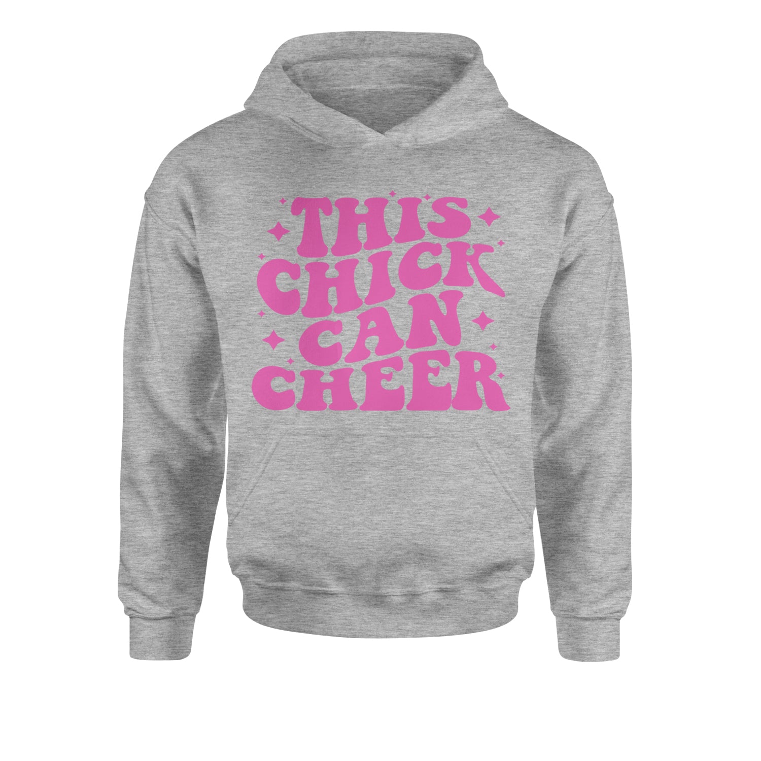 This Chick Can Cheer Youth-Sized Hoodie Heather Grey