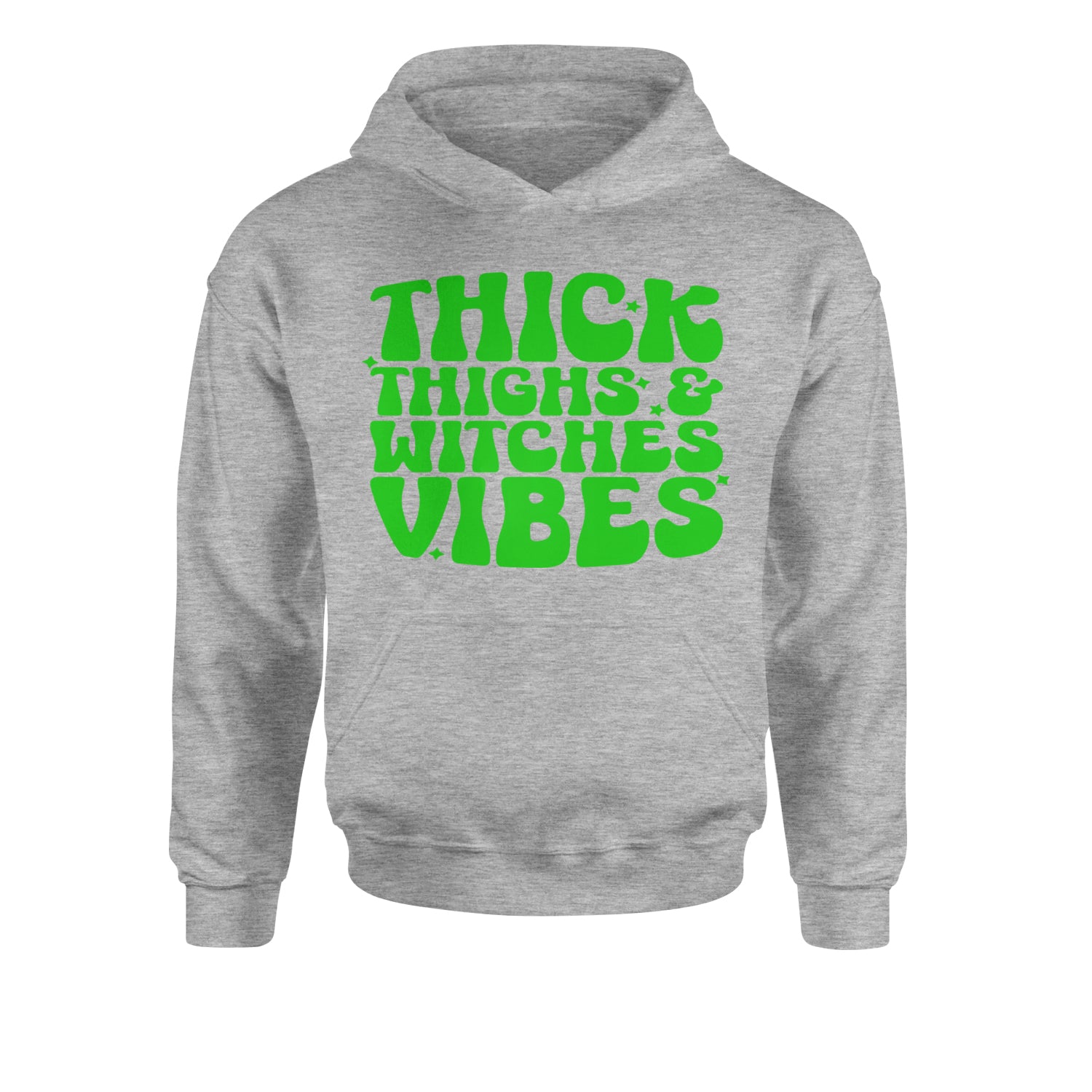 Thick Thighs And Witches Vibes Youth-Sized Hoodie Heather Grey