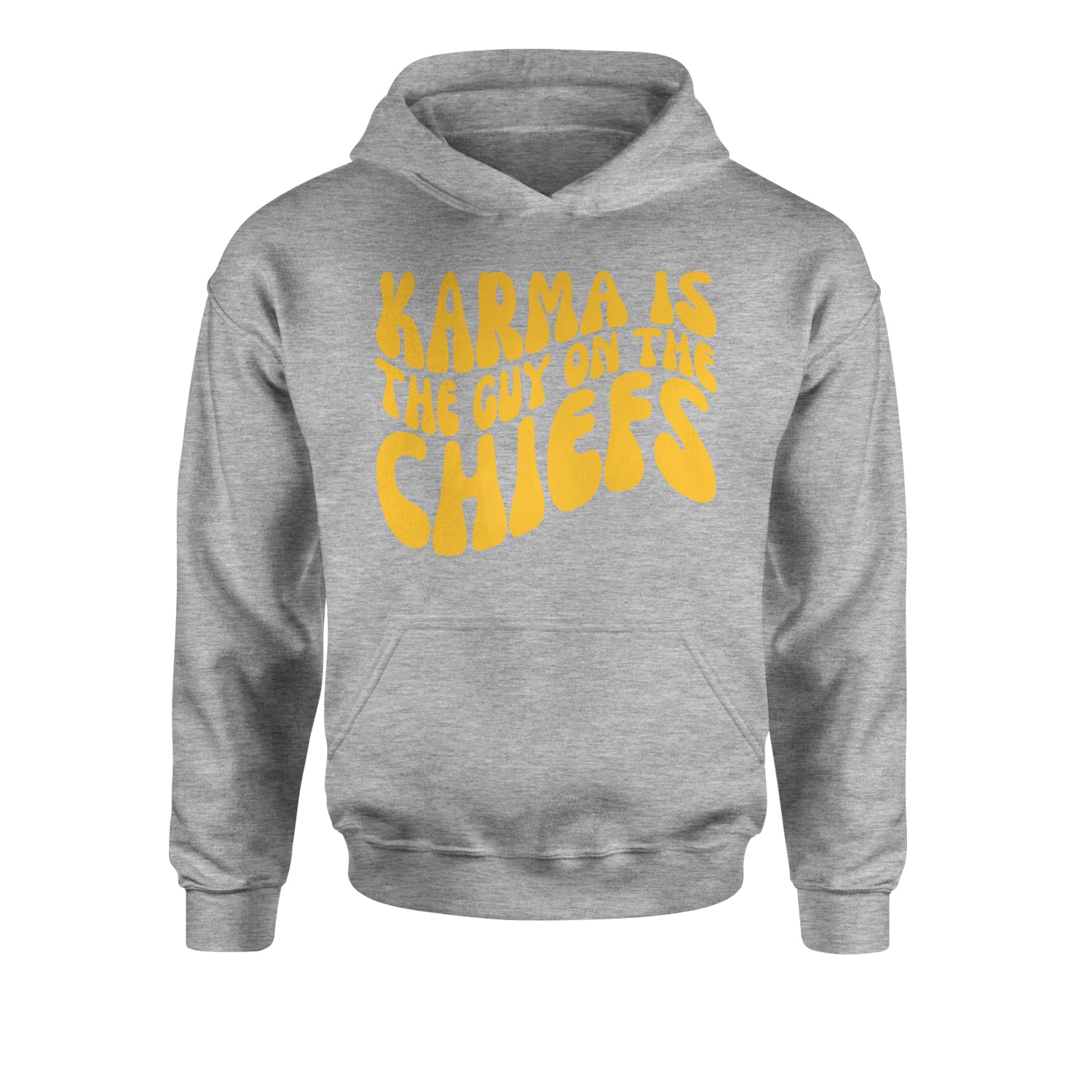 Karma Is The Guy On The Chiefs Boyfriend Youth-Sized Hoodie Heather Grey