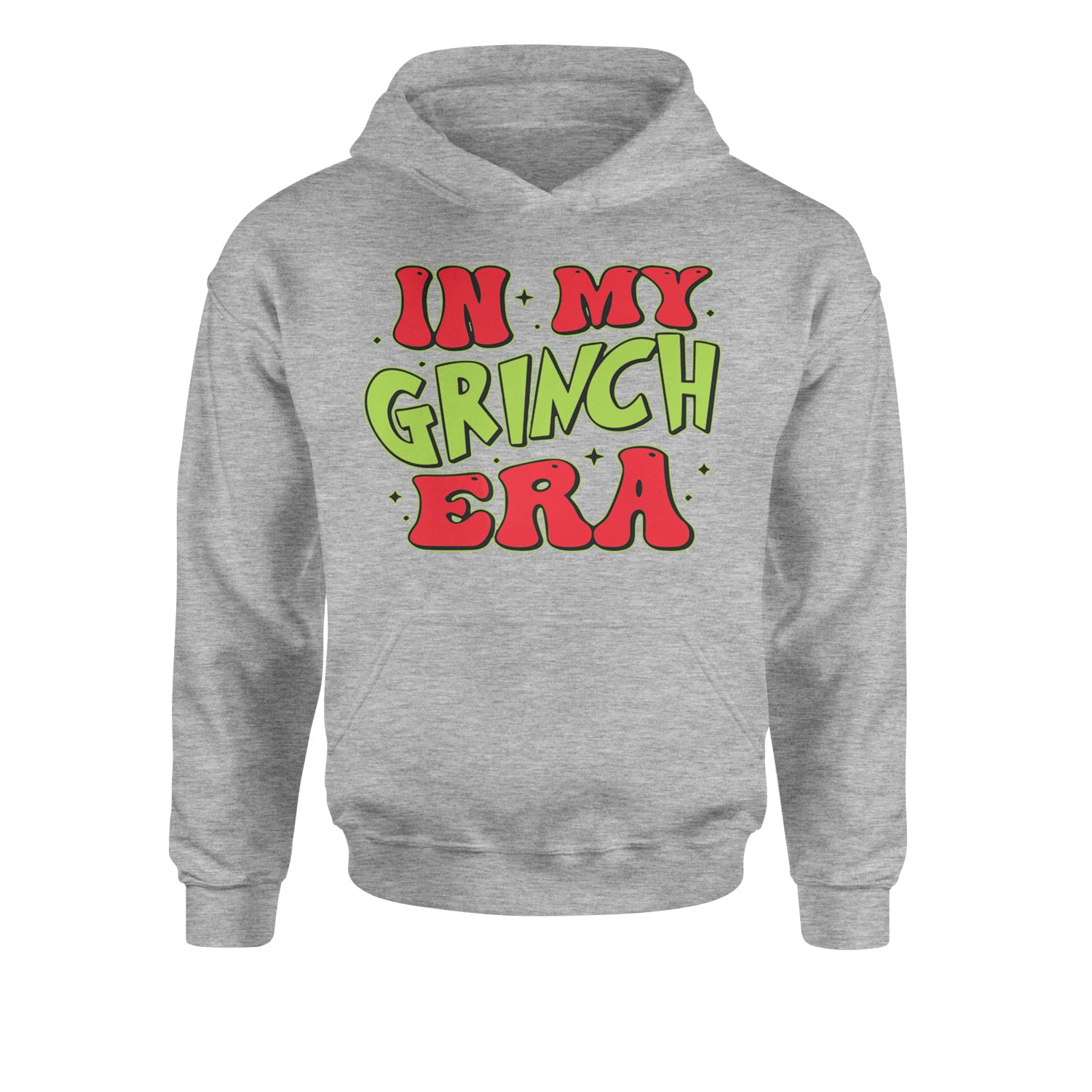 In My Gr-nch Era Jolly Merry ChristmasYouth-Sized Hoodie Heather Grey