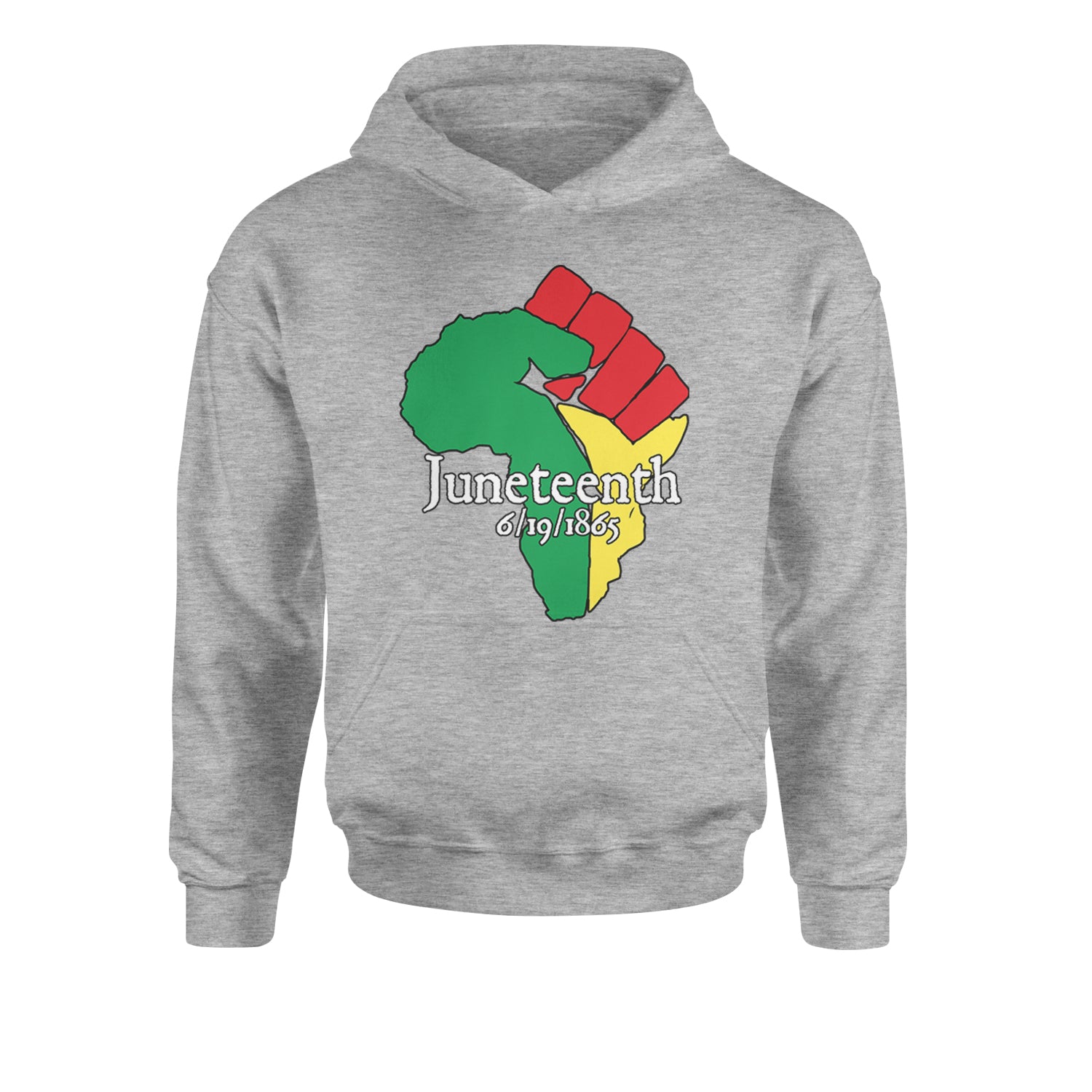 Juneteenth Raised Fist Africa Celebrate Emancipation DayYouth-Sized Hoodie Heather Grey