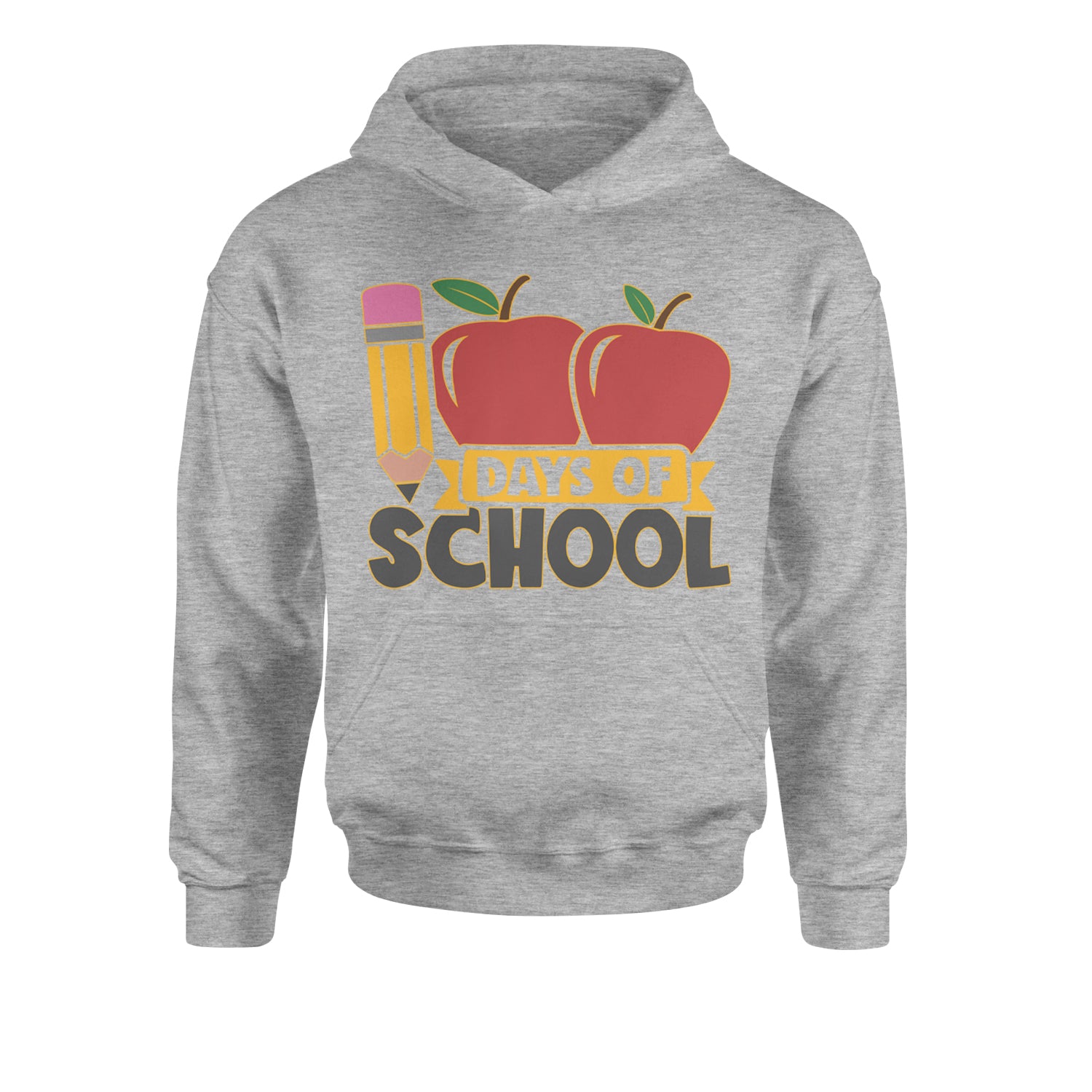 100 Days Of School Apple PencilYouth-Sized Hoodie Heather Grey