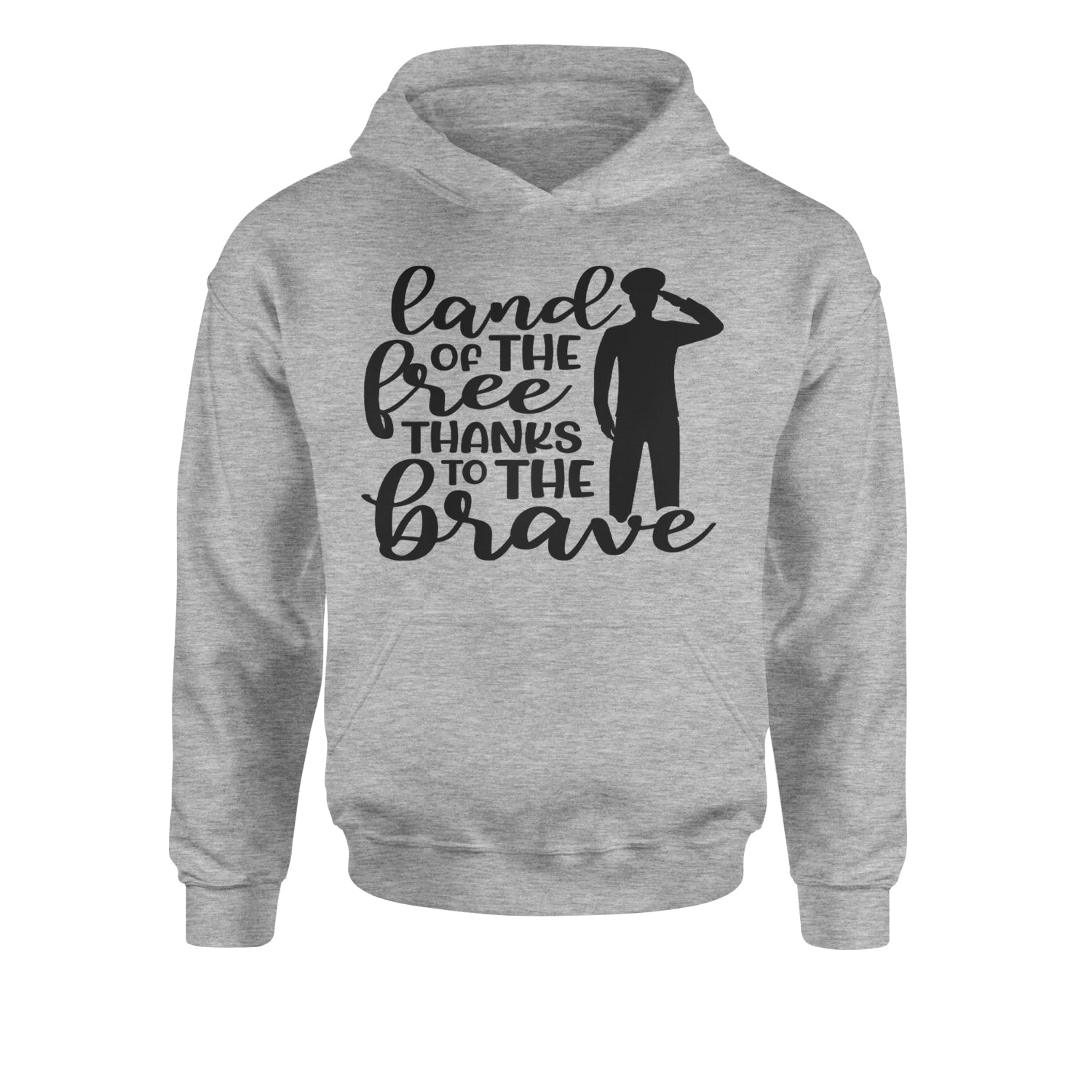 Land Of The Free Thanks To The Brave Veterans Youth-Sized Hoodie Heather Grey