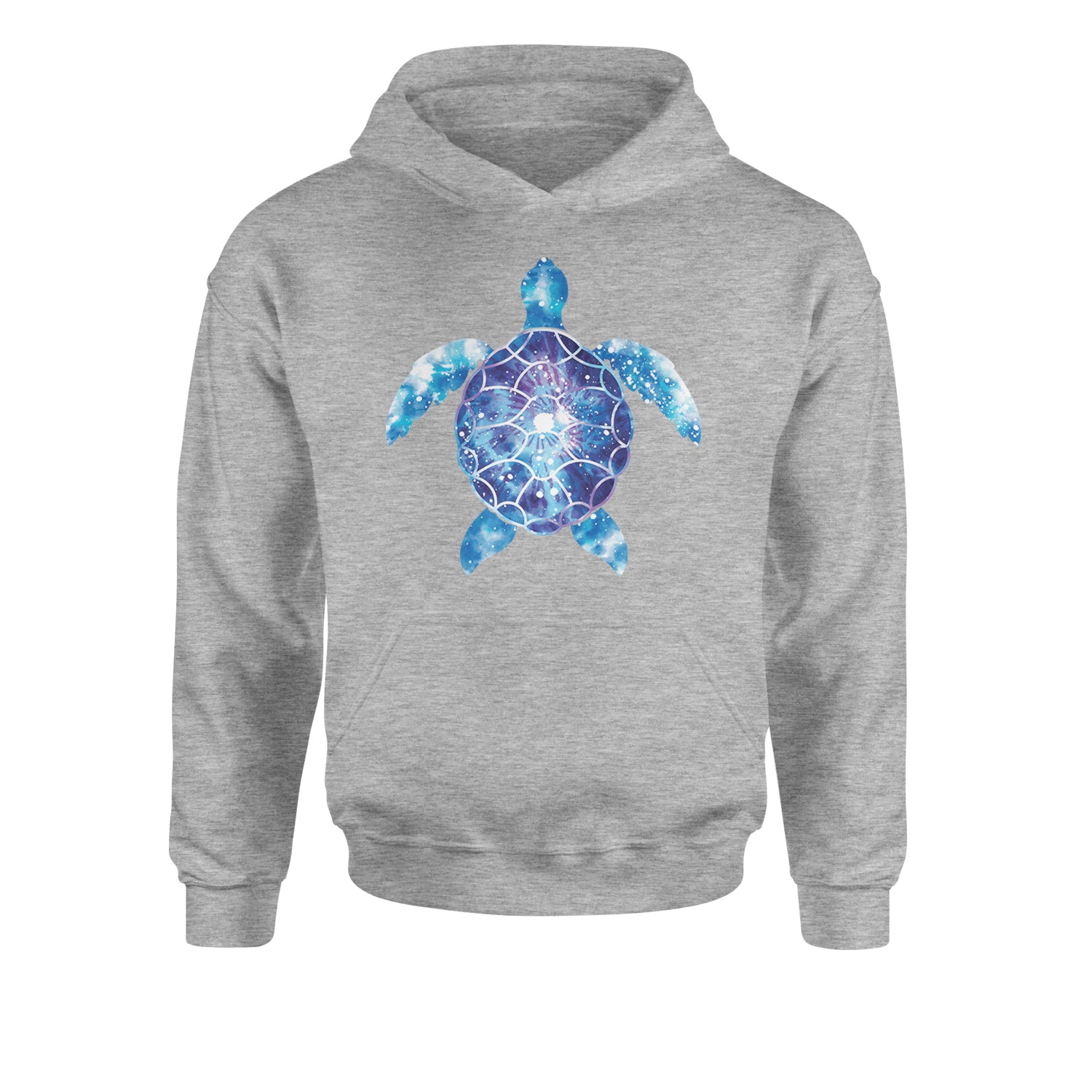 Ocean Aura Tie-Dye Sea Turtle Youth-Sized Hoodie Heather Grey