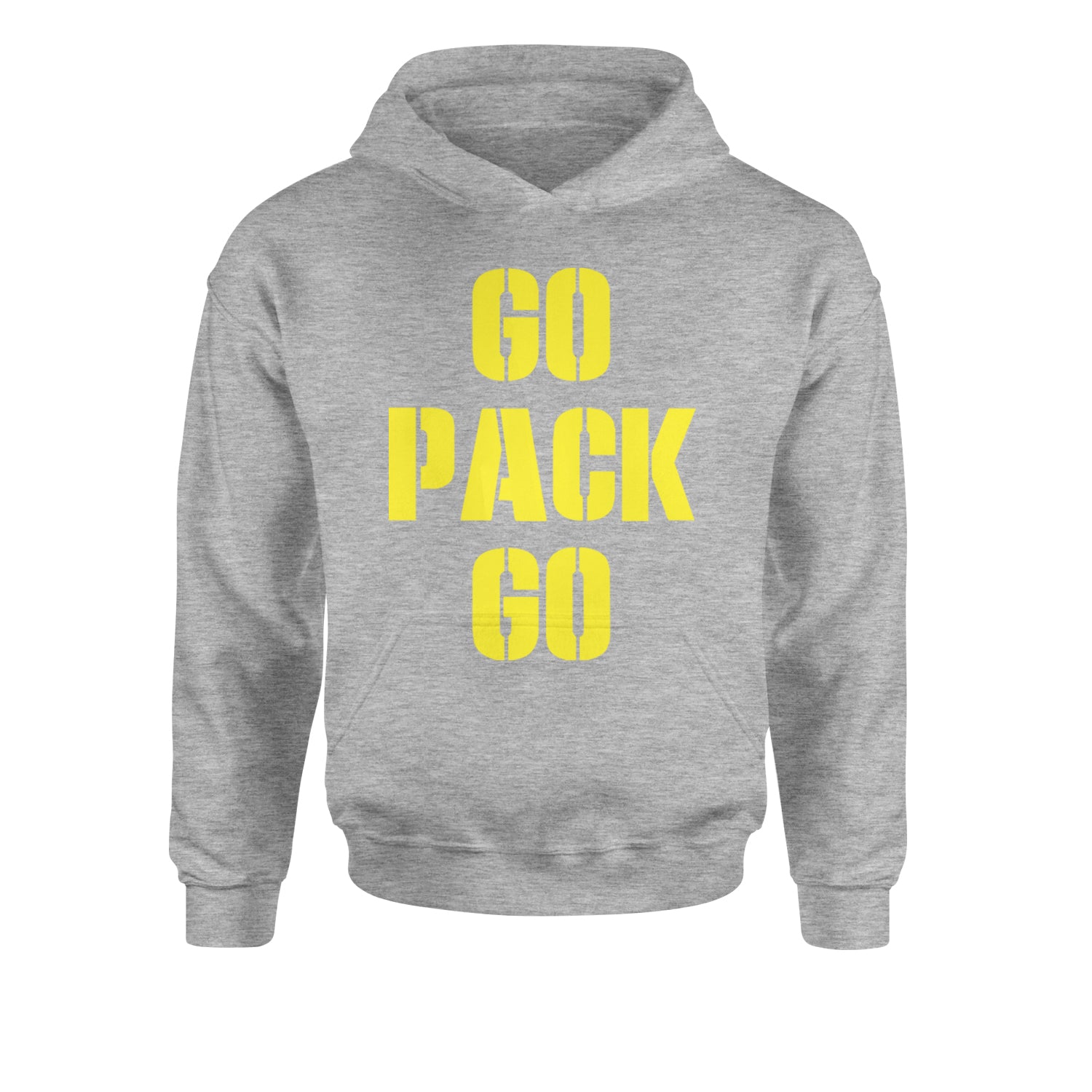 Go Pack Go Green Bay Youth-Sized Hoodie Heather Grey