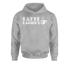 Latte Larry's Enthusiastic Coffee Youth-Sized Hoodie Heather Grey