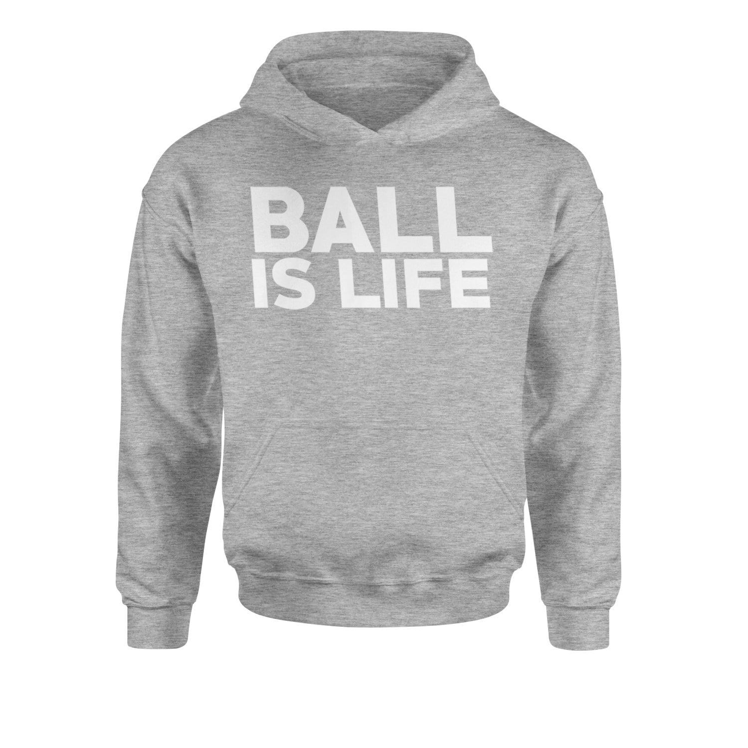 Ball Is Life Sports Enthusiasts Youth-Sized Hoodie Heather Grey