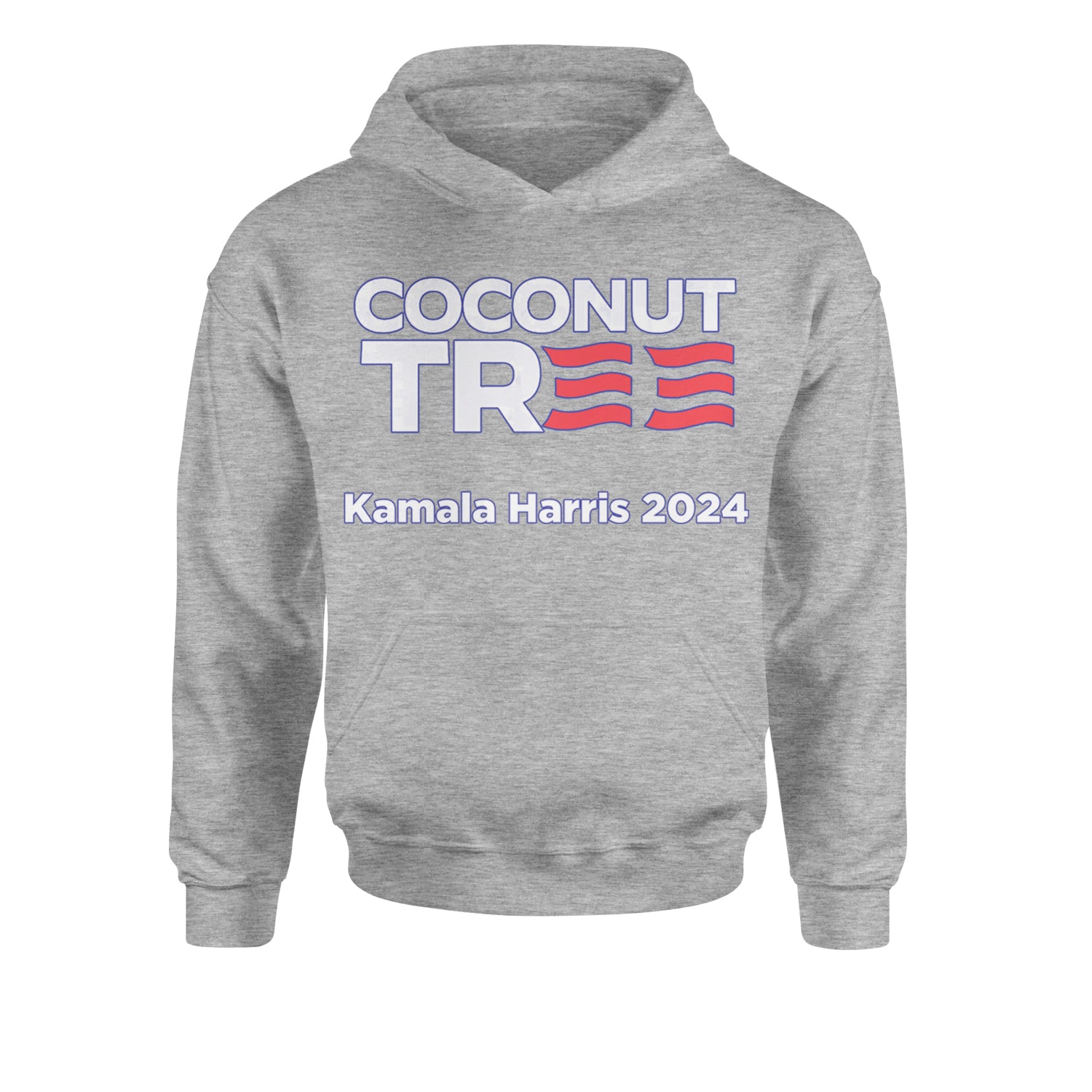 Coconut Tree - Support Kamala Harris For President 2024 Youth-Sized Hoodie Heather Grey