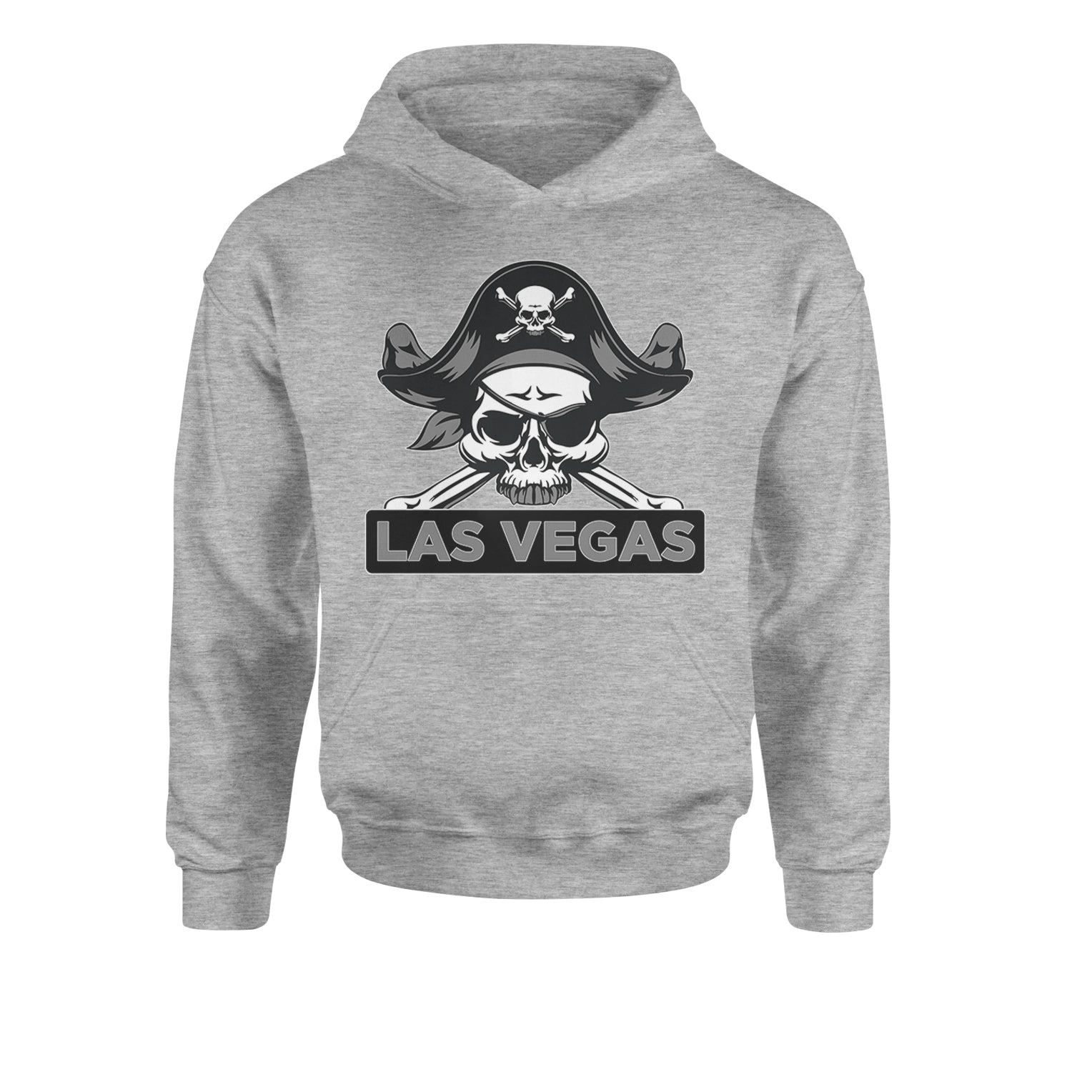 Raider Skull Straight Outta Las Vegas Youth-Sized Hoodie Heather Grey