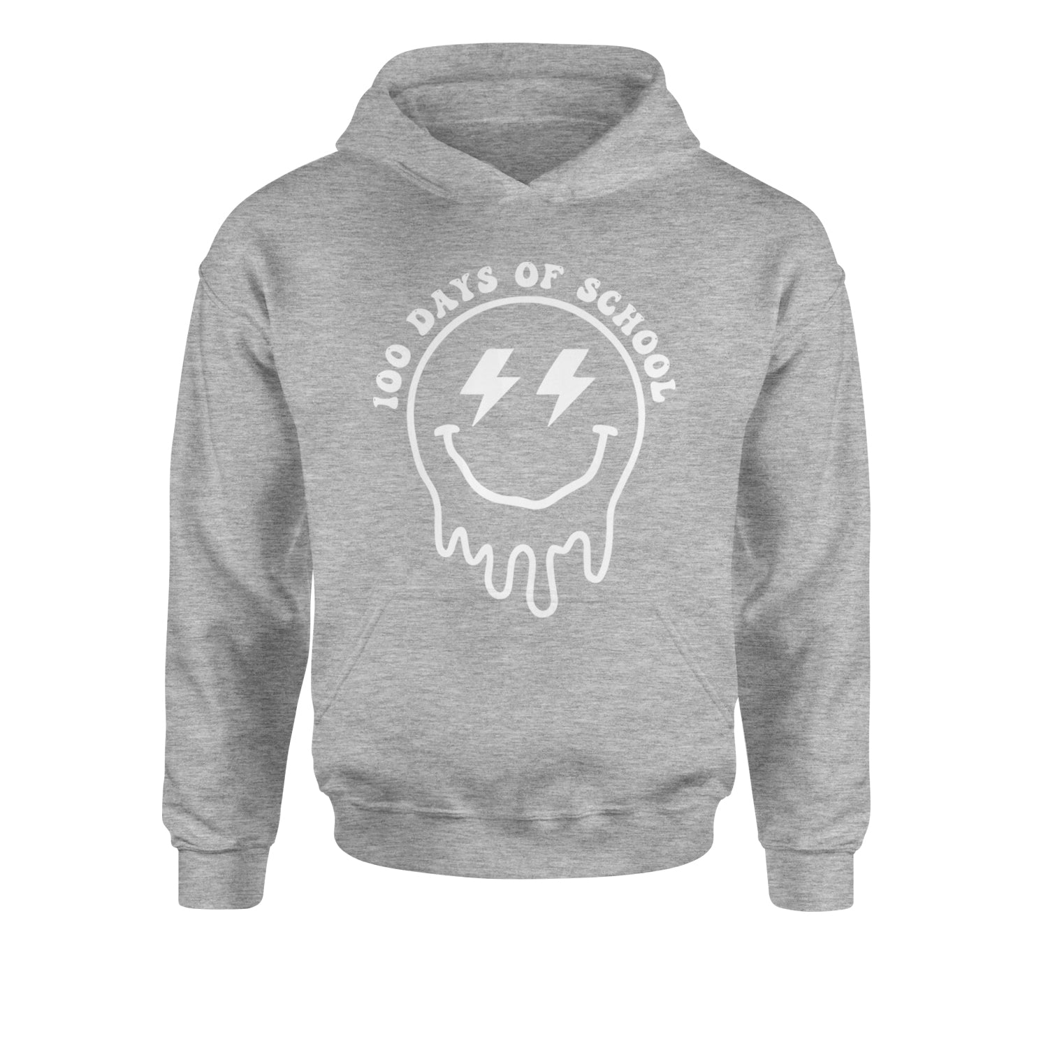 Melting Smile Face 100 Days Of School Youth-Sized Hoodie Heather Grey