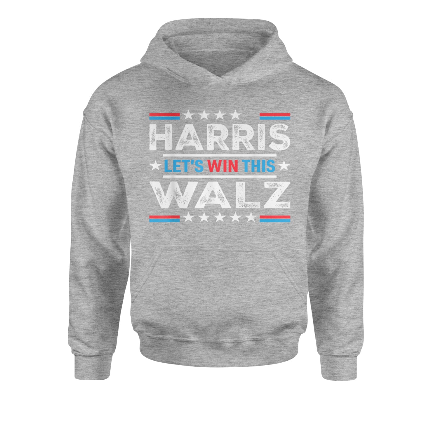 Kamala Harris and Tim Walz For President Youth-Sized Hoodie Heather Grey