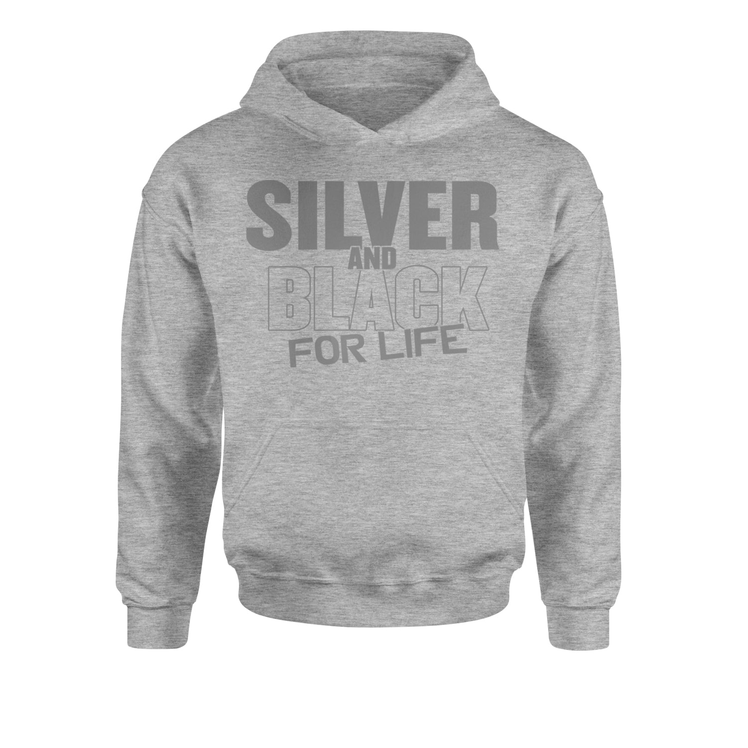 Silver And Black For Life Football Fan Youth-Sized Hoodie Heather Grey