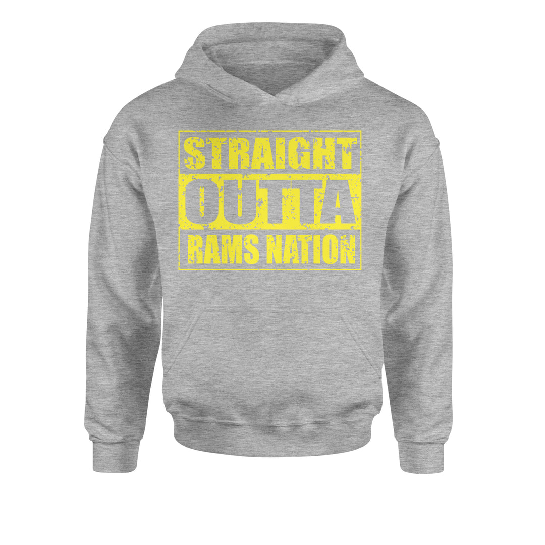 Straight Outta Rams Nation   Youth-Sized Hoodie Heather Grey